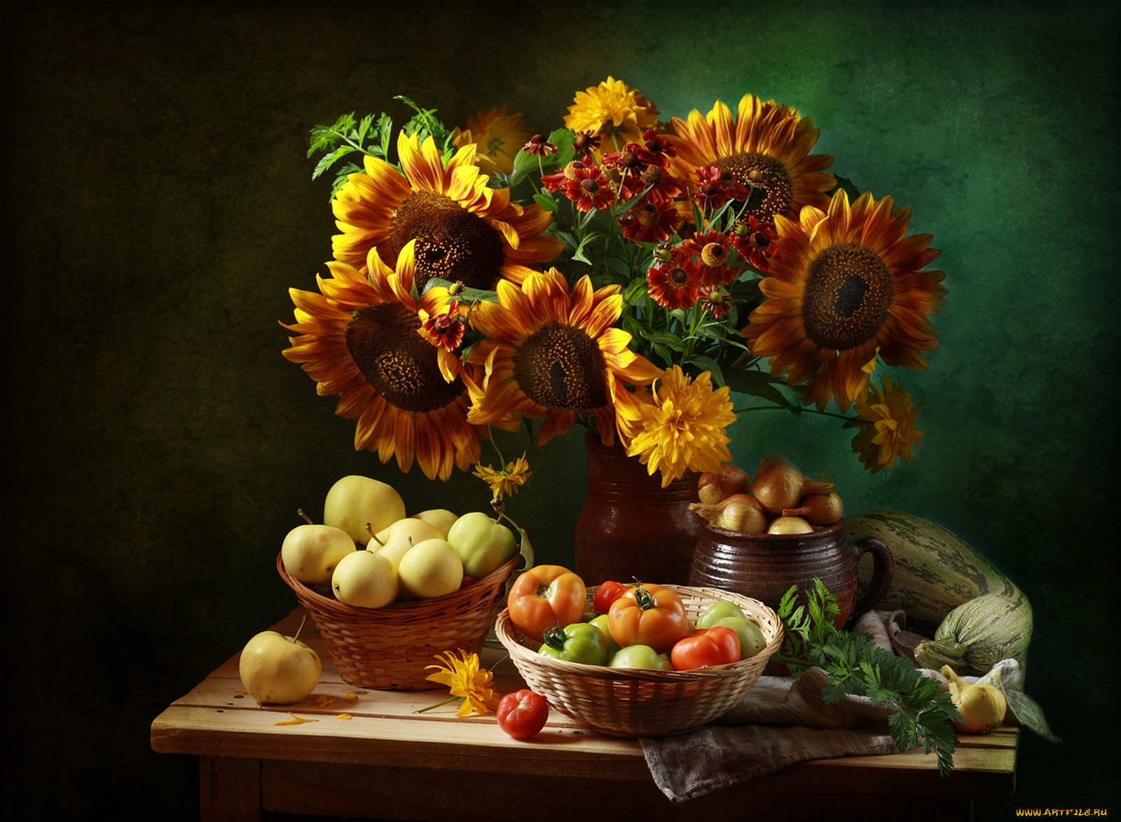 еда, натюрморт, подсолнухи