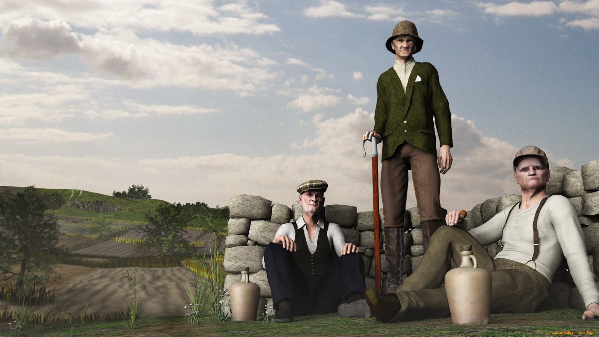 3д, графика, people, люди, landscape, last, of, the, summer, wine