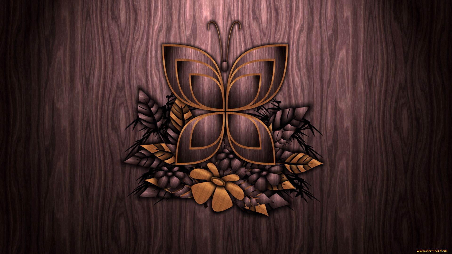 3д, графика, textures, текстуры, бабоЧка, цветок, стена