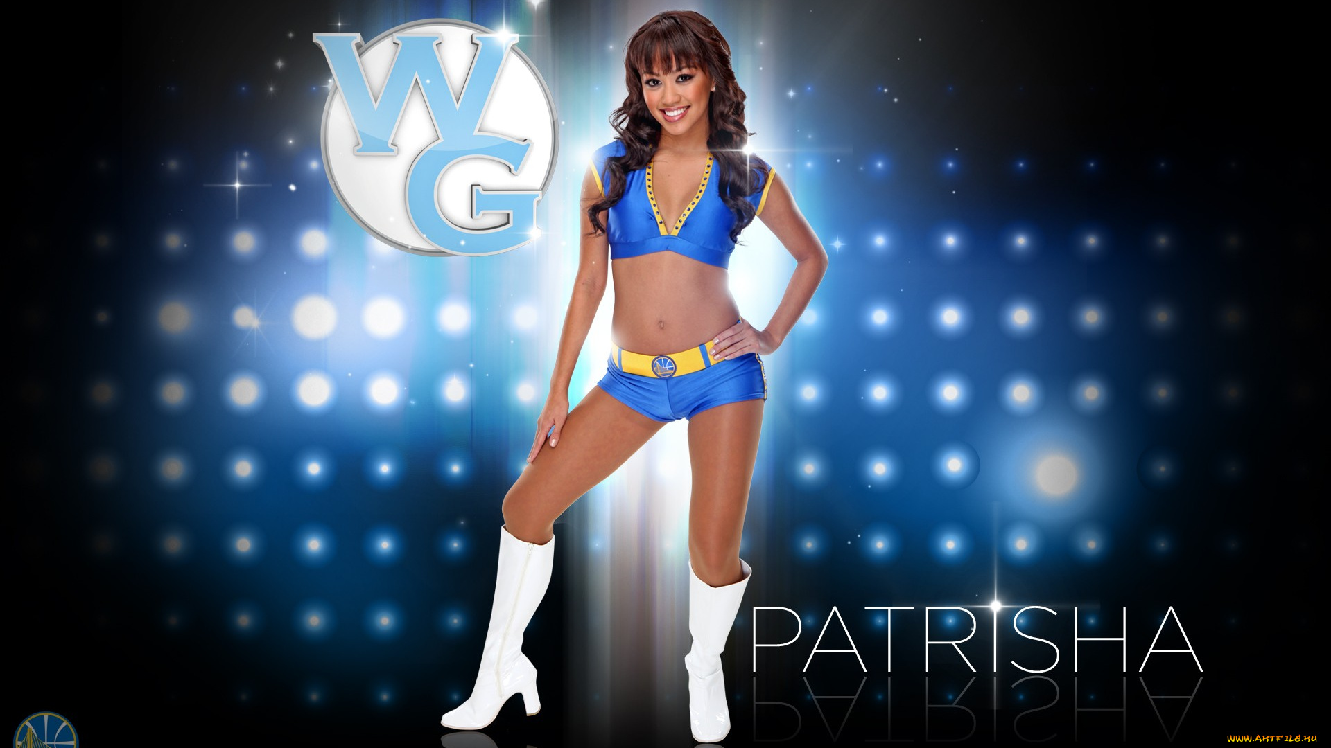 спорт, группы, поддержки, днвушка, улыбка, фон, синий