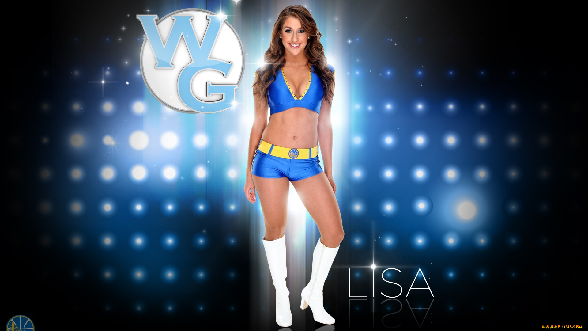 спорт, группы, поддержки, днвушка, улыбка, фон, синий