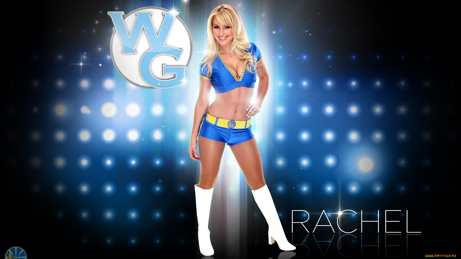 спорт, группы, поддержки, синий, фон, улыбка, днвушка