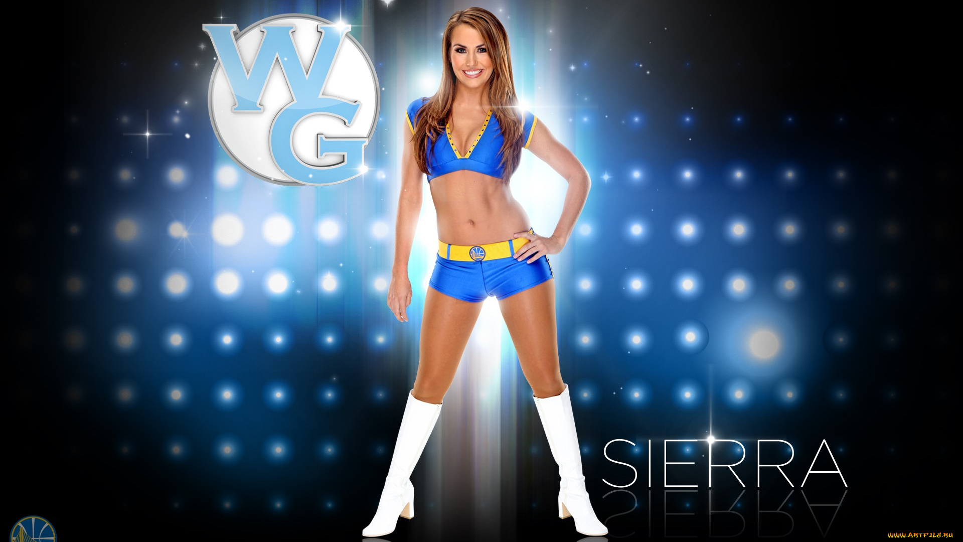 спорт, группы, поддержки, улыбка, фон, синий, днвушка