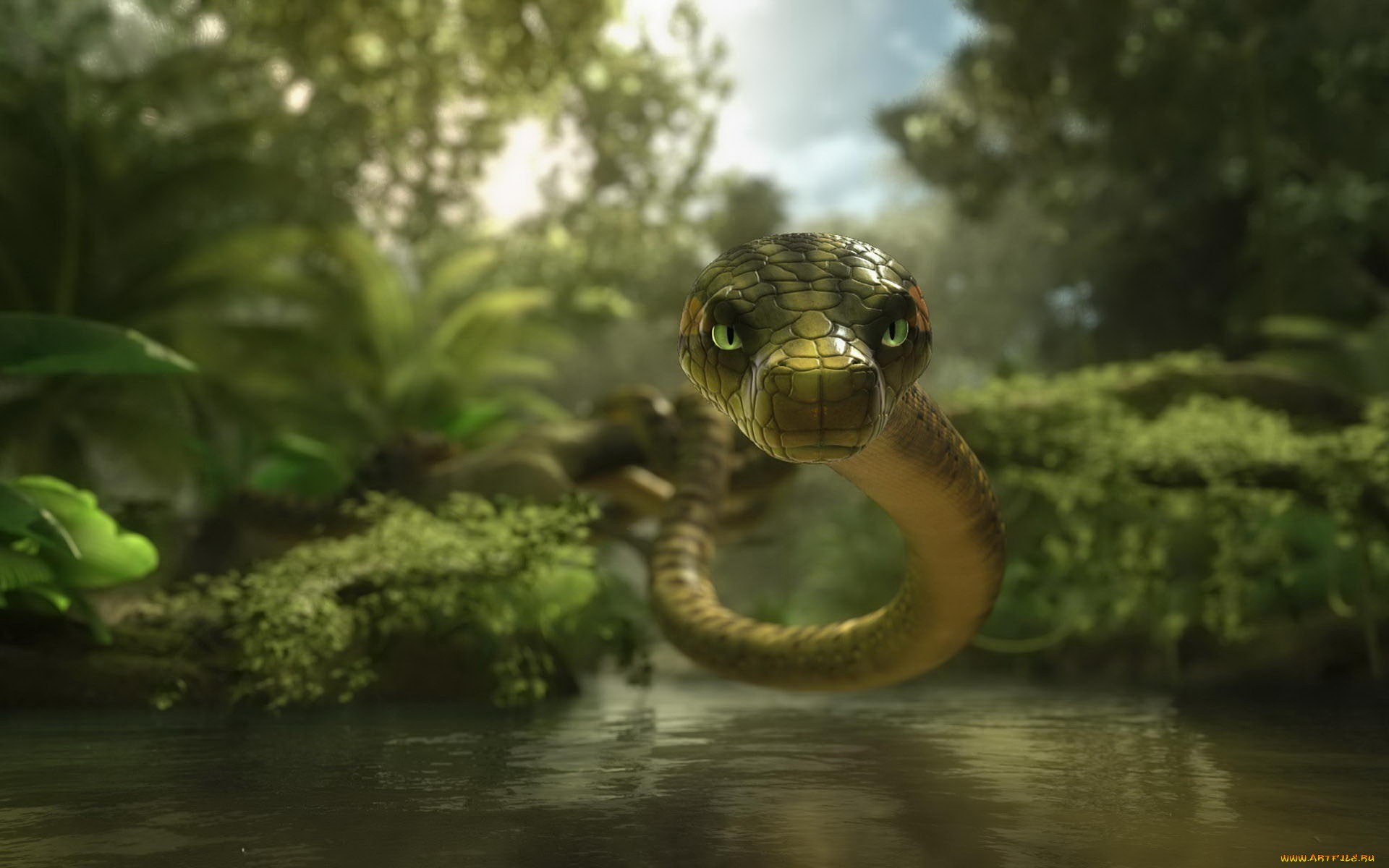 snake, 3д, графика, animals, животные, змея