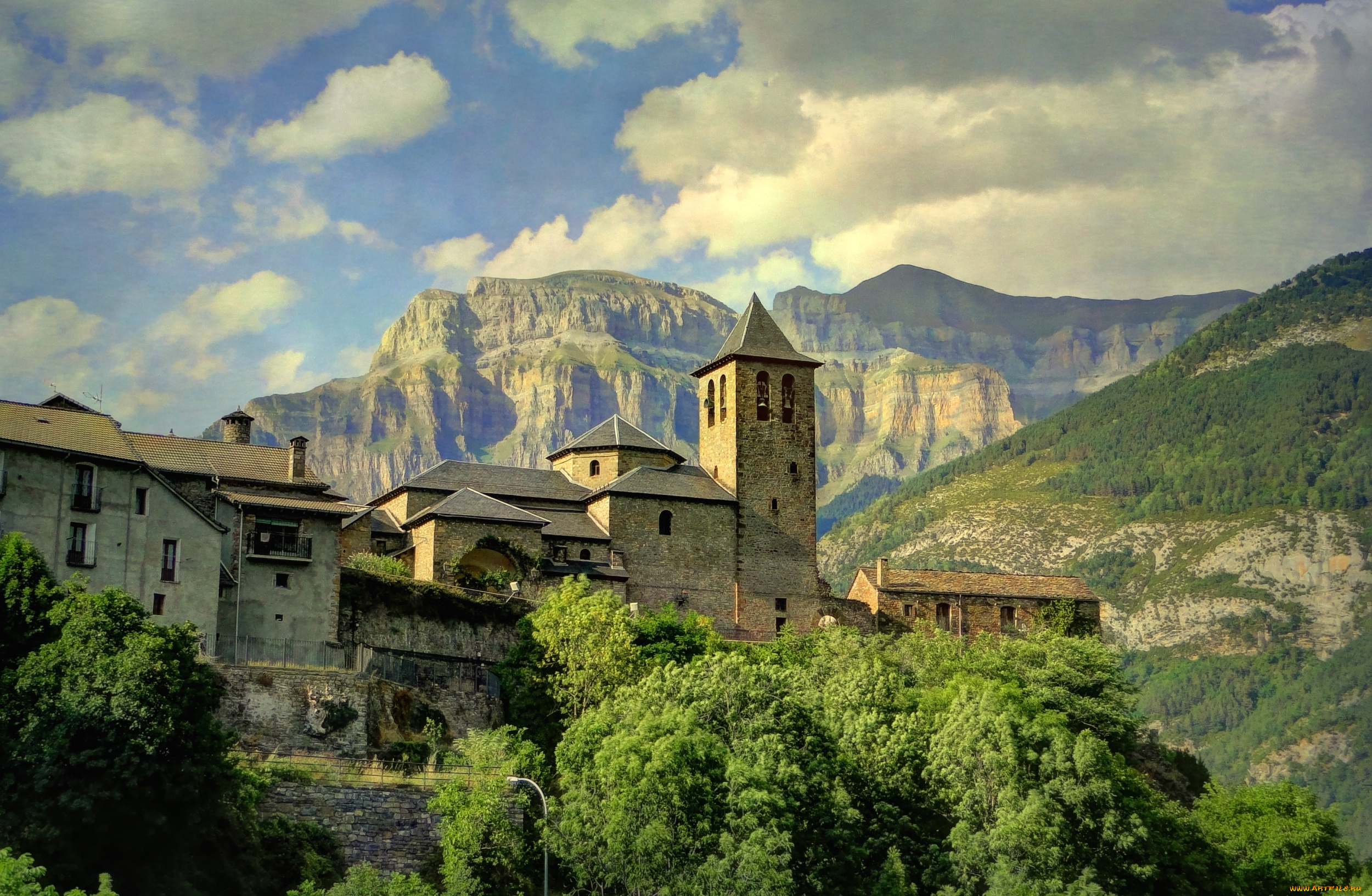 города, дворцы, замки, крепости, горы, лес, башня