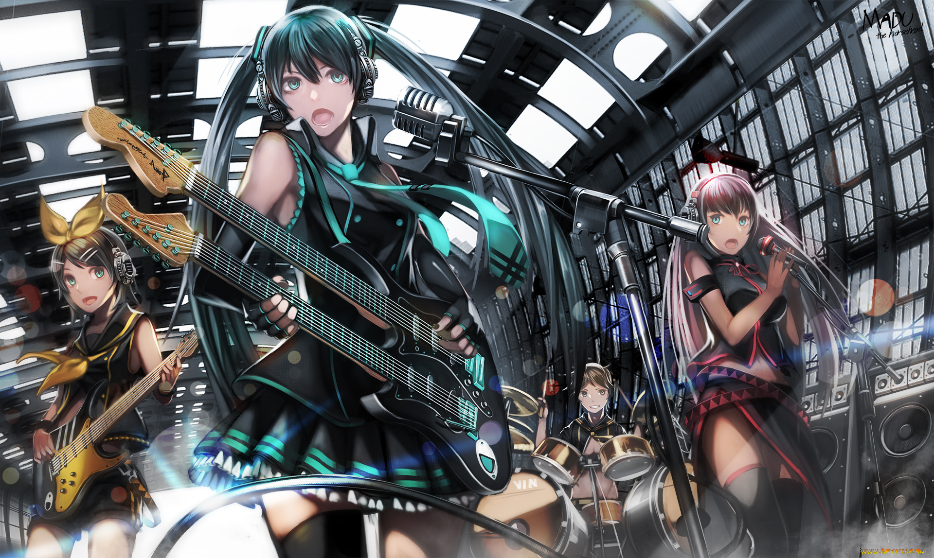 by, madu, аниме, vocaloid, kagamine, len, rin, hatsune, miku, megurine, luka