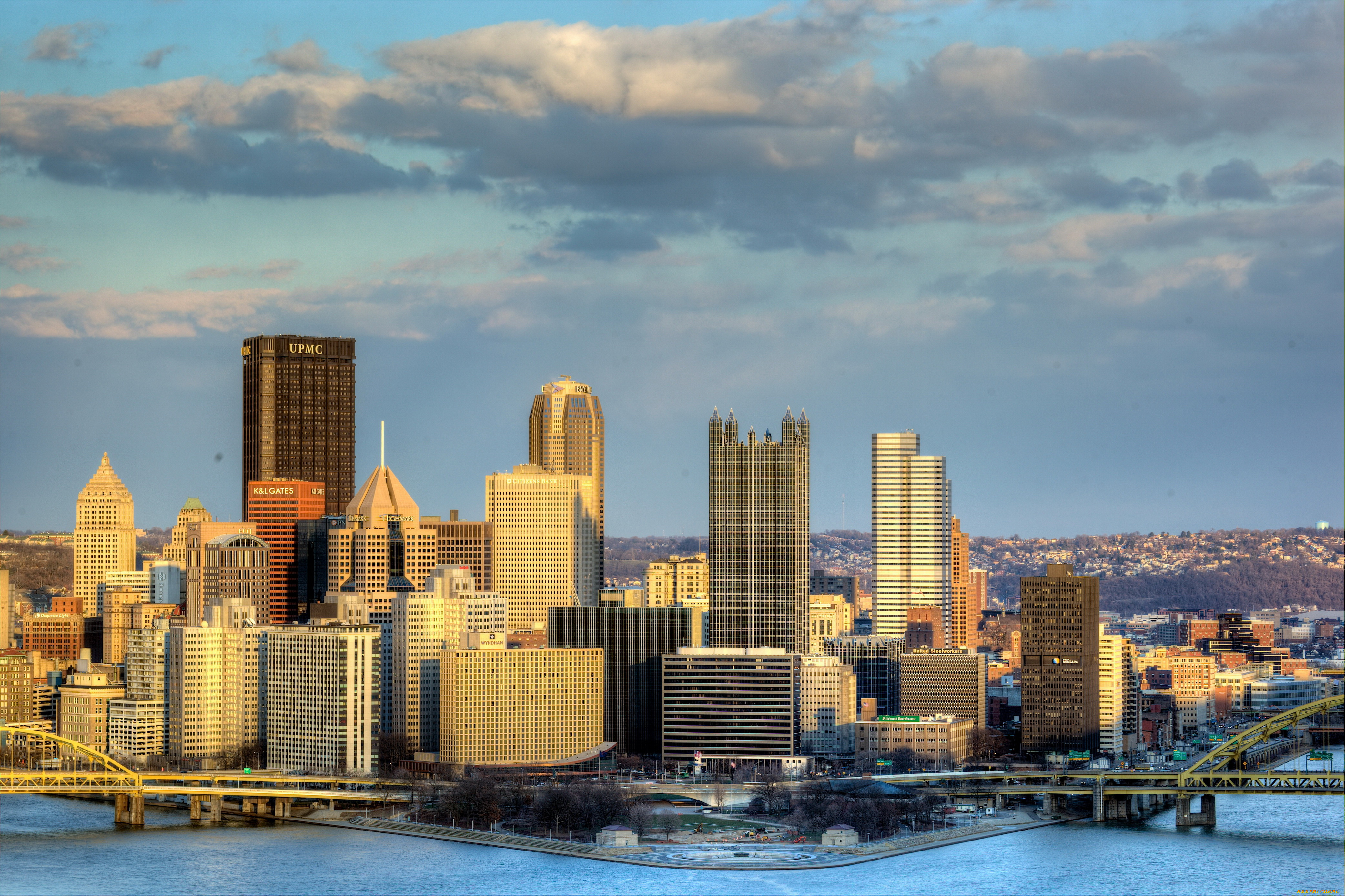 pittsburgh, usа, города, панорамы, дома, река, панорама