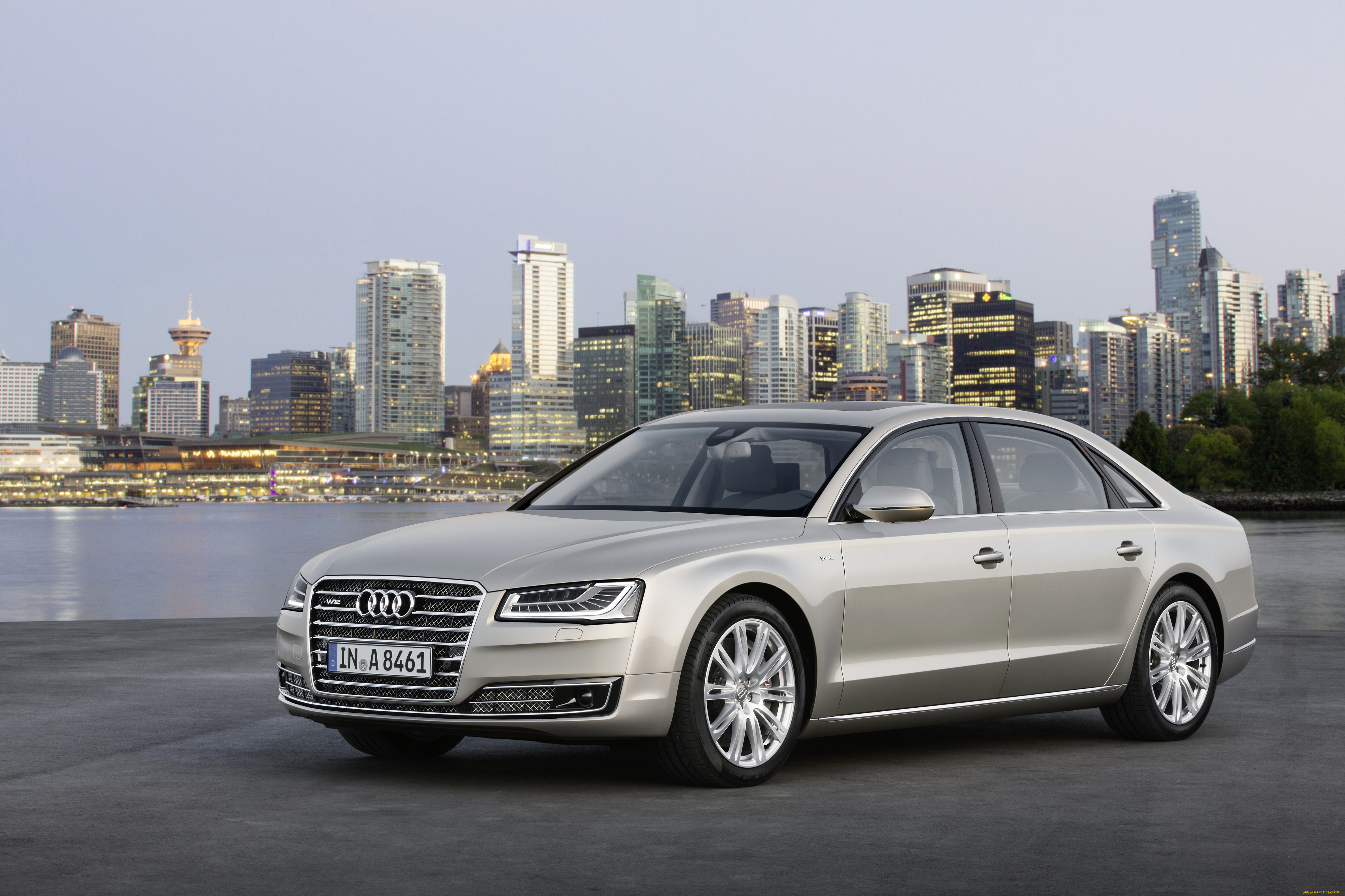 2013, audi, a8, w12, quattro, автомобили, река, дома