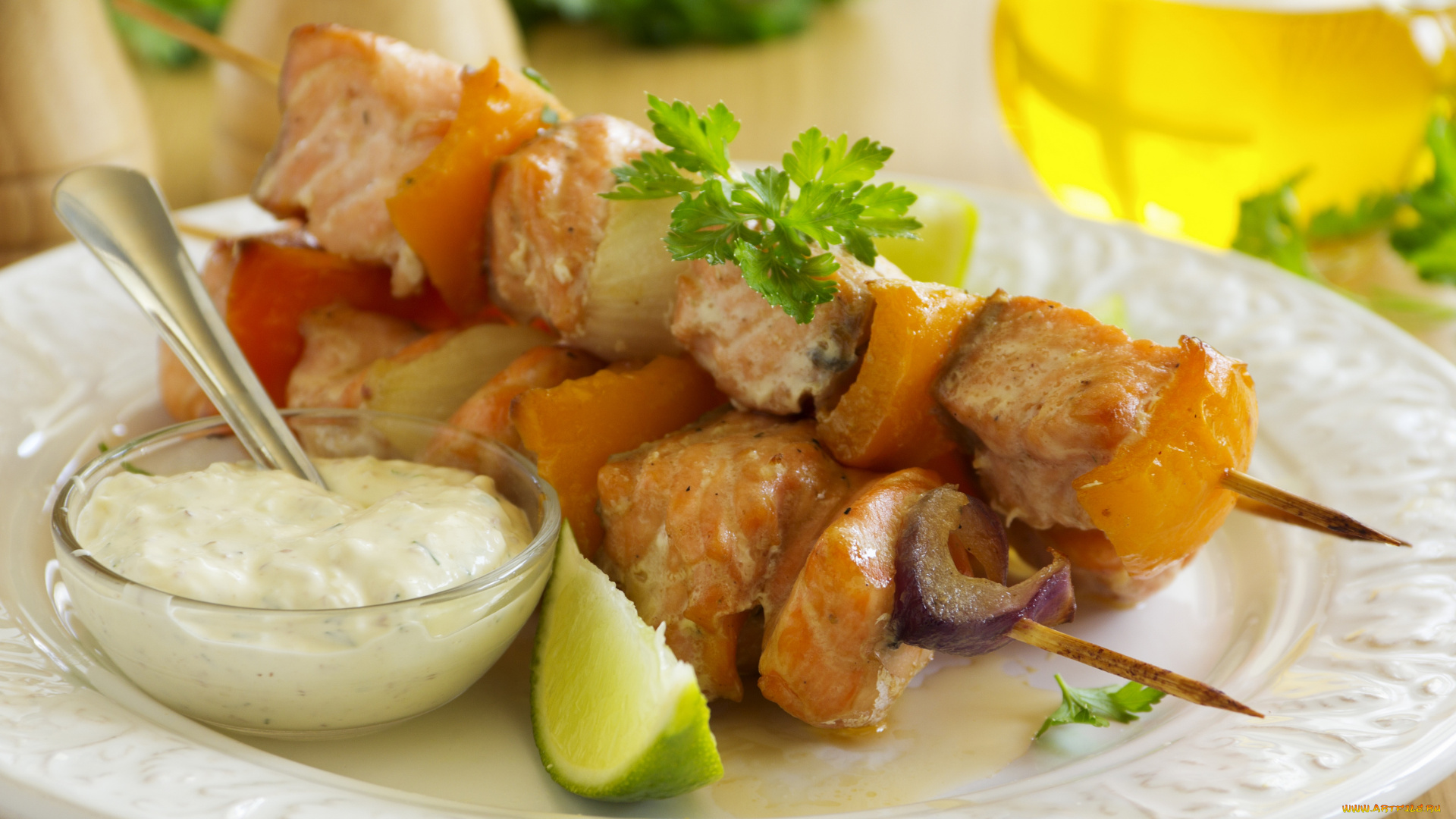 еда, шашлык, , барбекю, кусочки, мясо, зелень, жареное