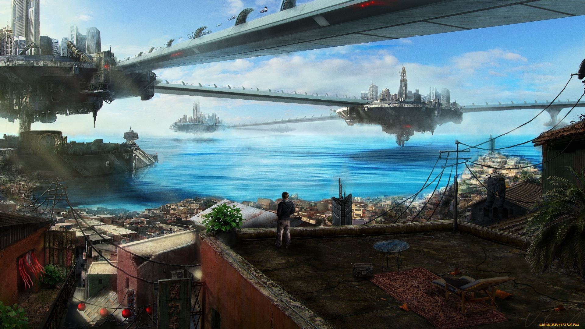 фэнтези, иные, миры, , иные, времена, будущее, мегаполис, мужчина, трущобы, море