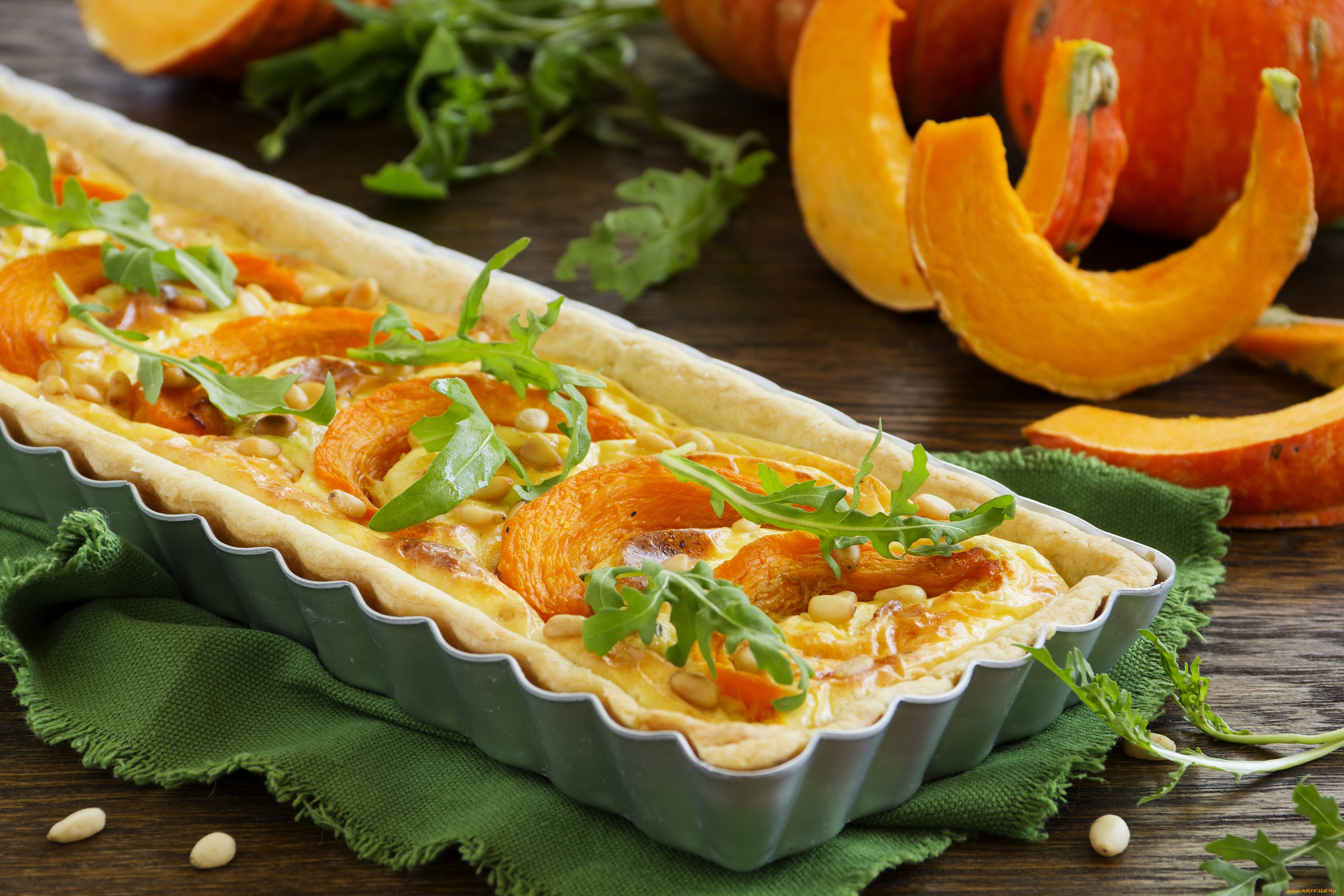 еда, пироги, тыква, кусочки, выпечка, пирог