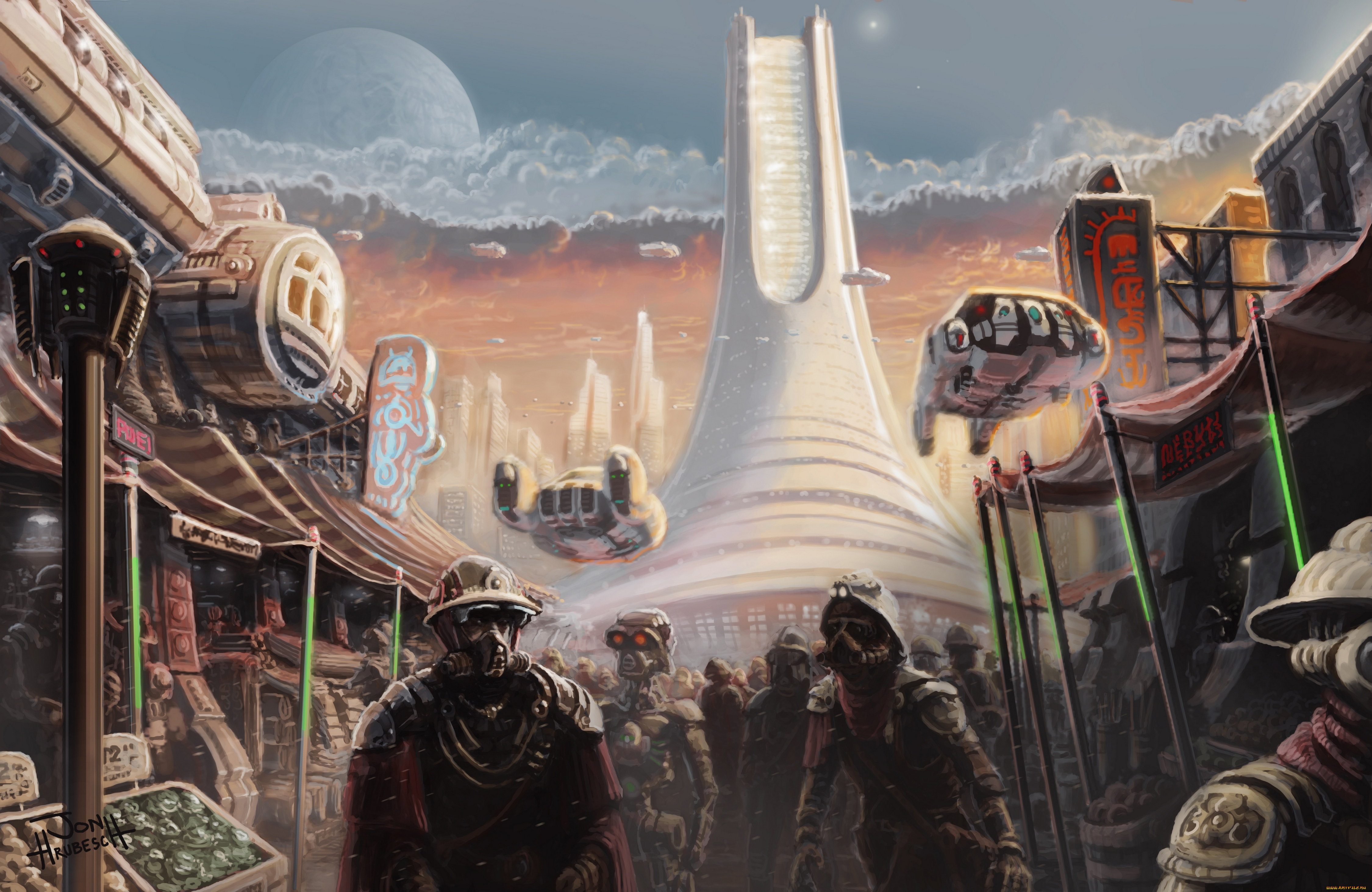 фэнтези, иные, миры, , иные, времена, рынок, роботы, мир, иной, люди, мегаполис, будущее