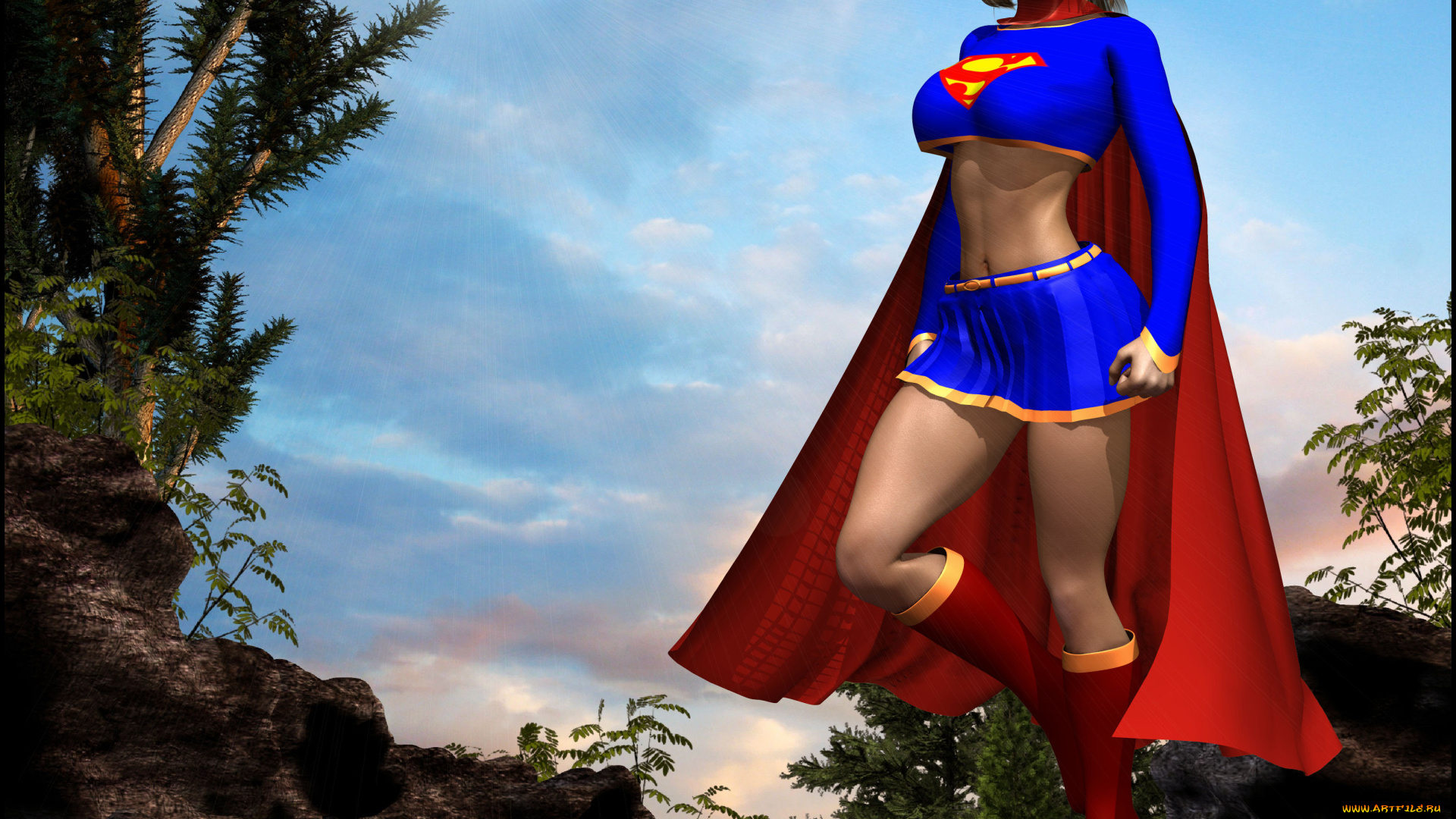 3д, графика, фантазия, , fantasy, фон, девушка, плащ, взгляд