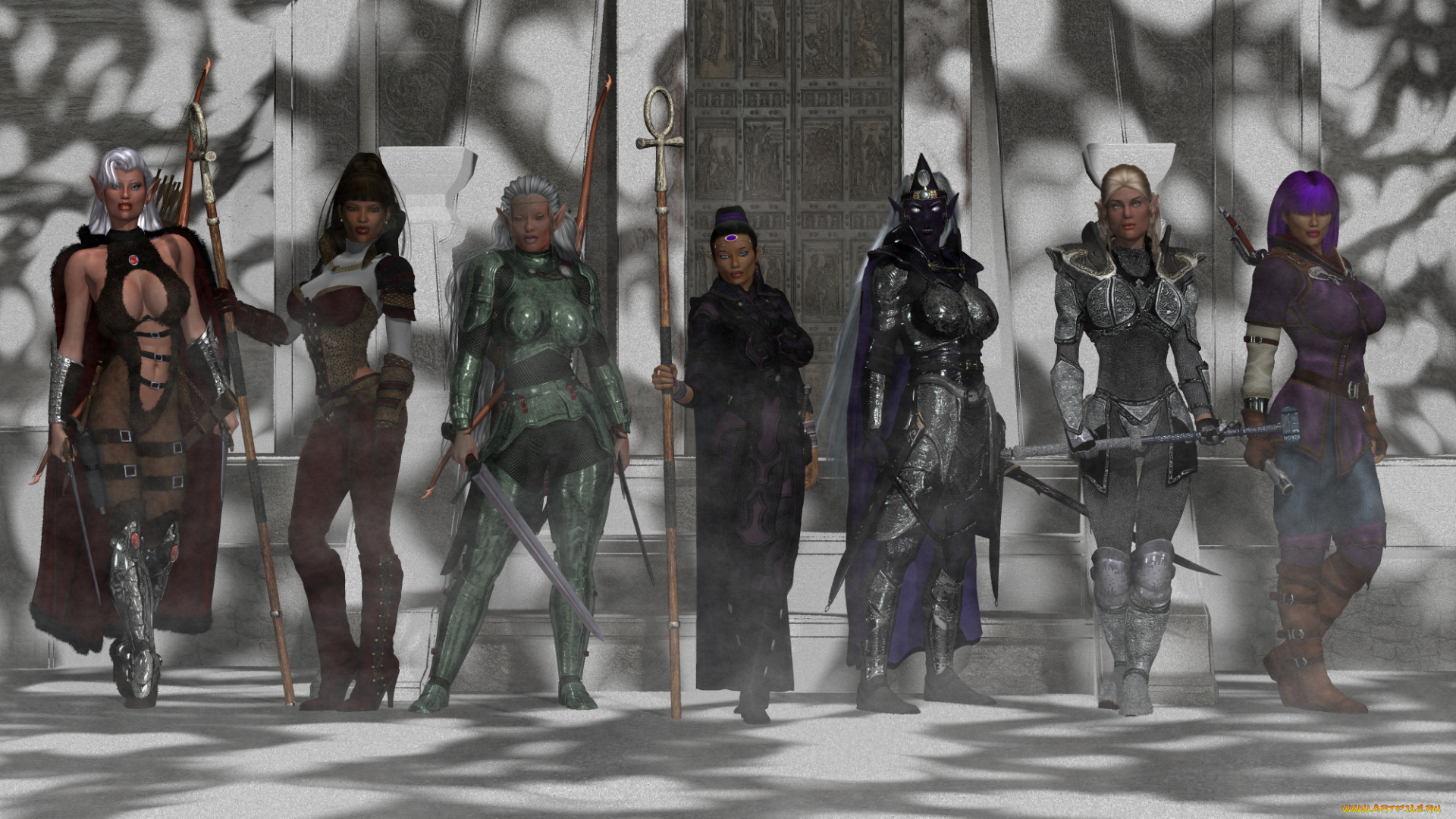 3д, графика, фантазия, , fantasy, оружие, фон, взгляд, девушки, эльфийки