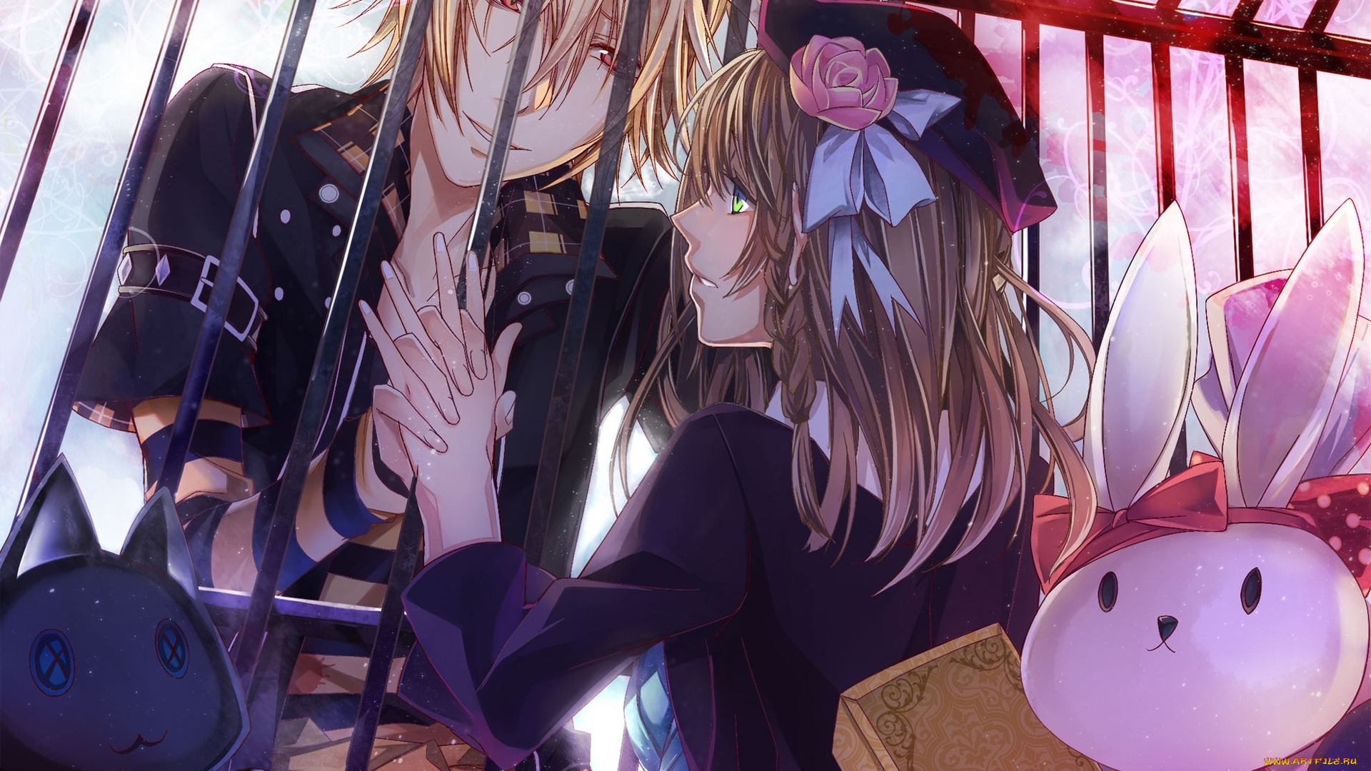 аниме, amnesia, игрушки, клетка, hanamura, mai, toma, ueda, ryou, art, берет