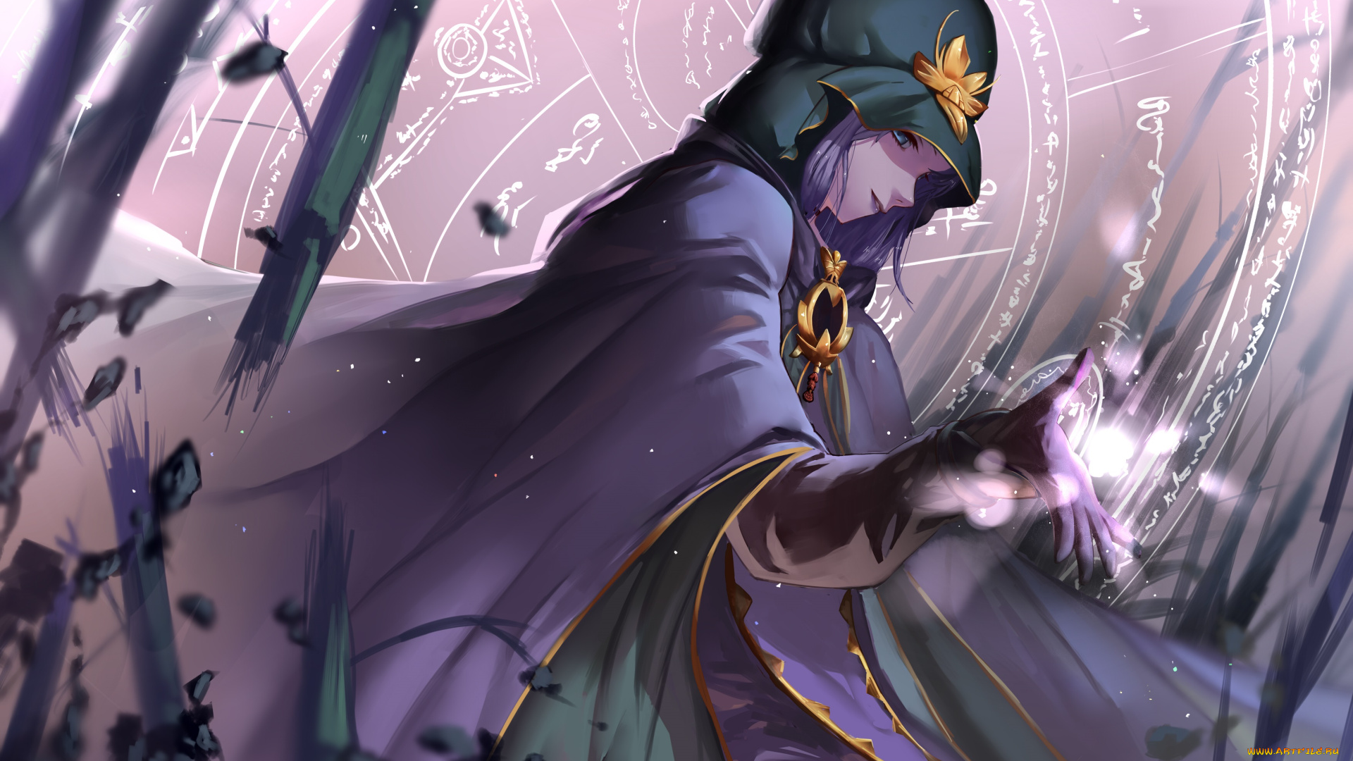 аниме, fate, stay, night, магия, кастер, фон, девушка, взгляд