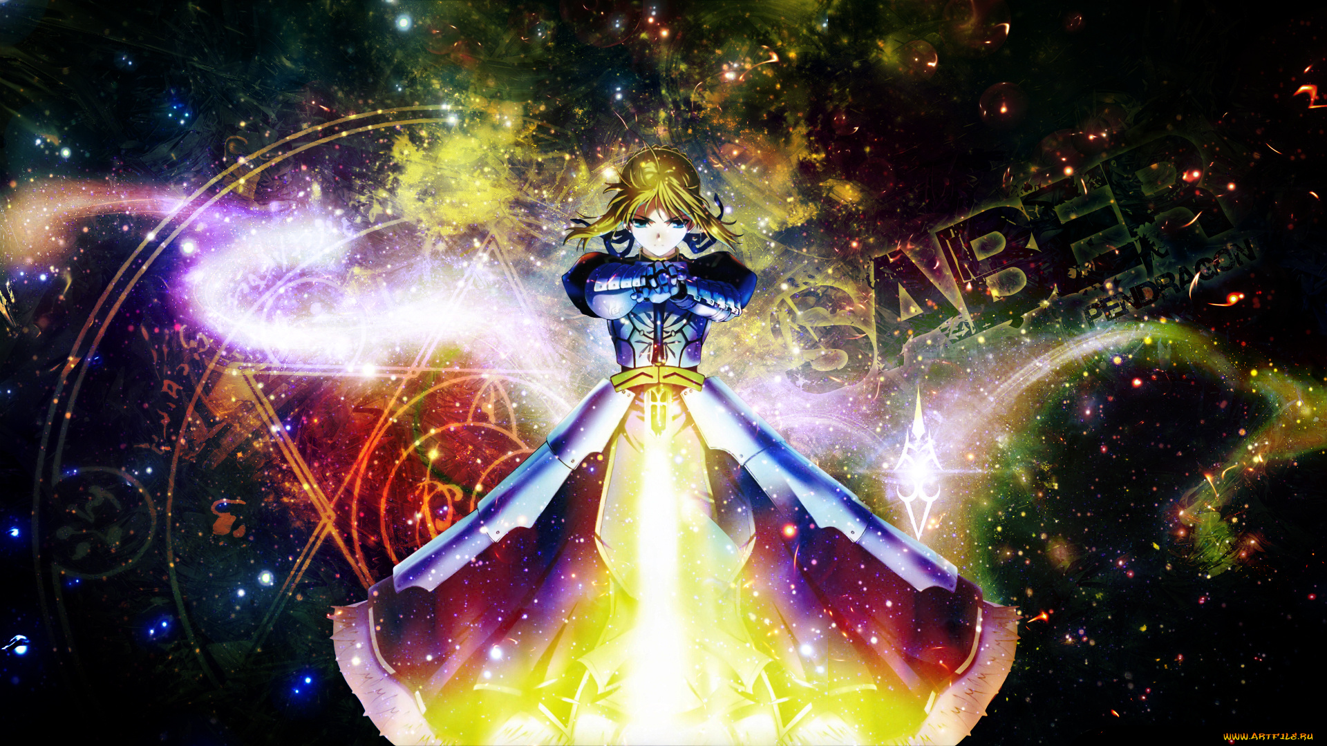 аниме, fate, stay, night, сейбер, арт, dinocojv