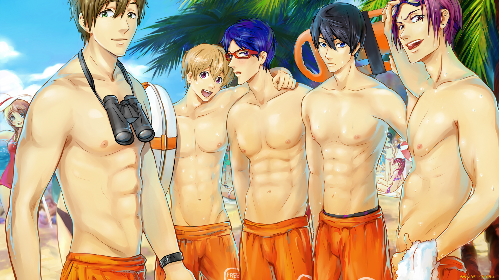 аниме, free, арт, парни, всплеск