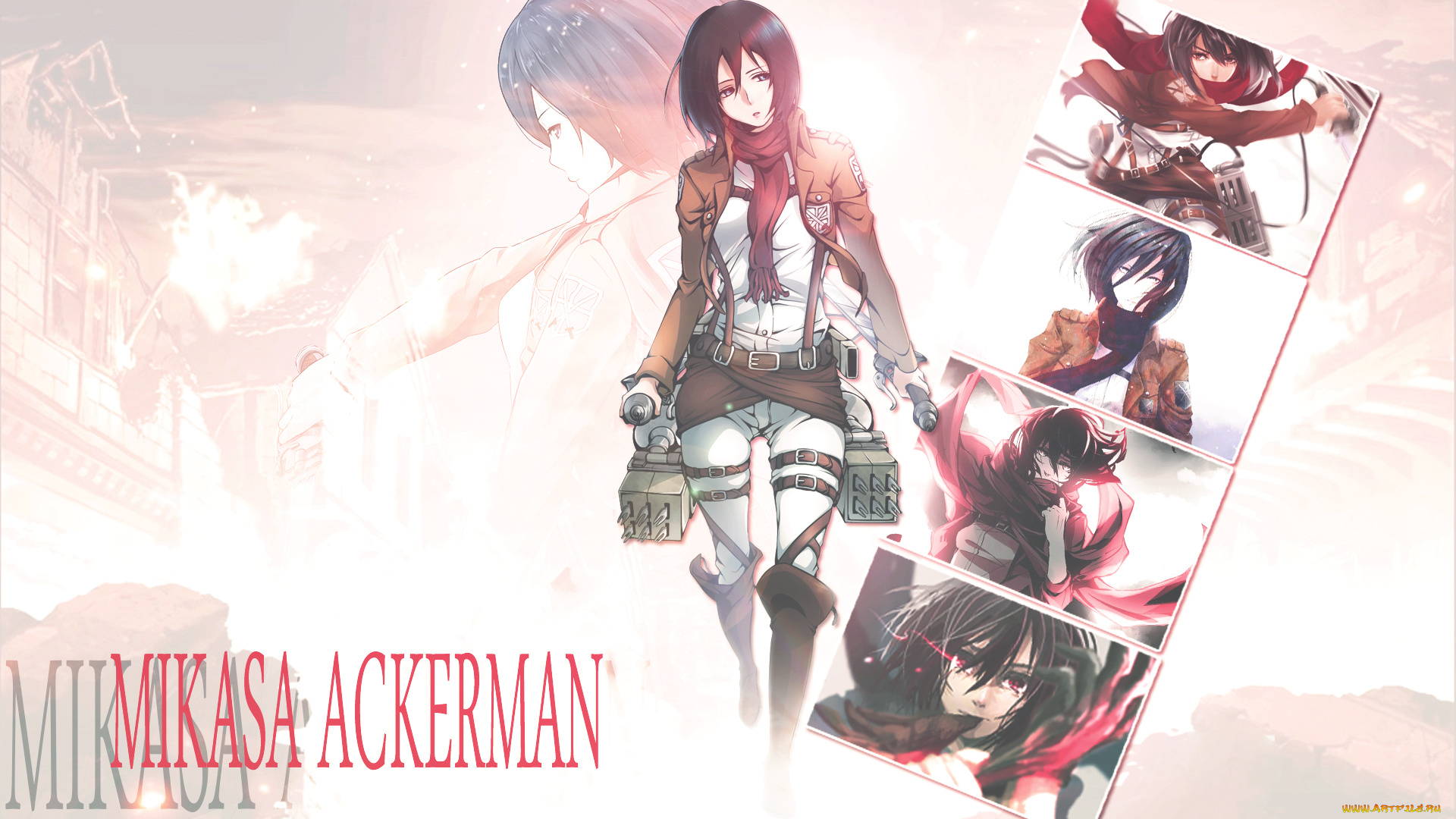 аниме, shingeki, no, kyojin, dinocojv, арт, микаса, акерман