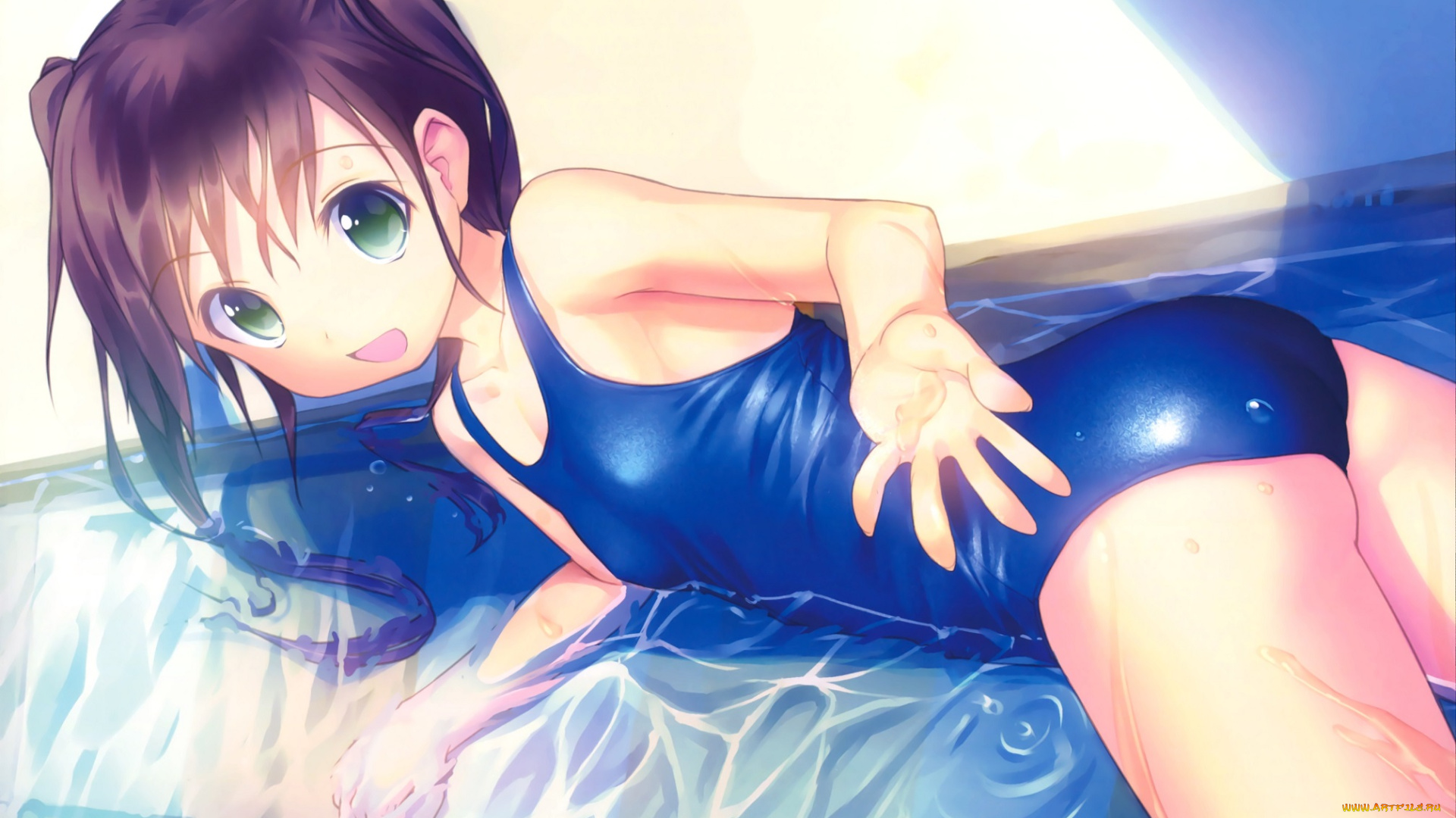 аниме, unknown, , другое, девочка, бассейн, арт, takoyaki, roast