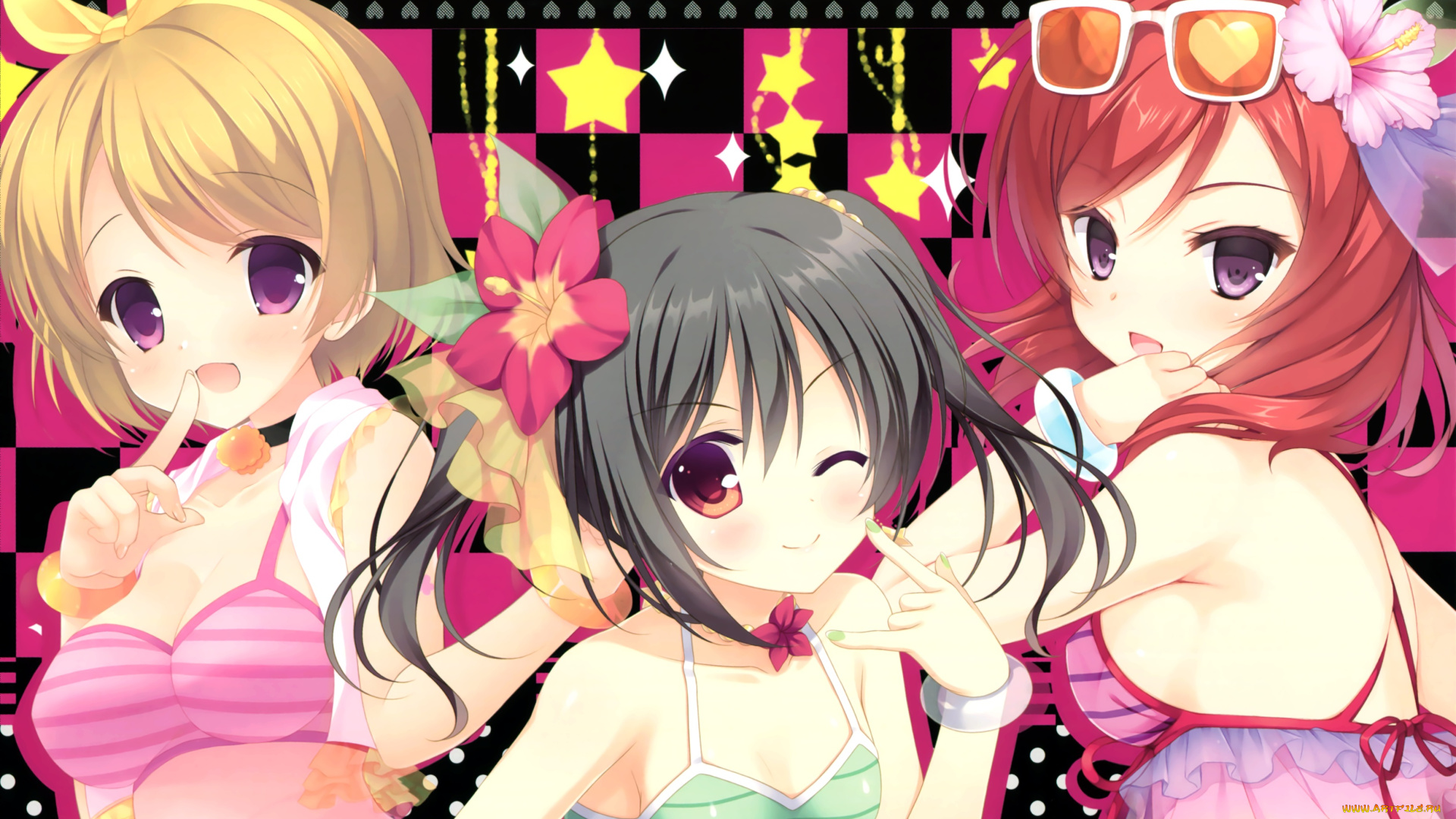 аниме, unknown, , другое, девушки, фон, взгляд