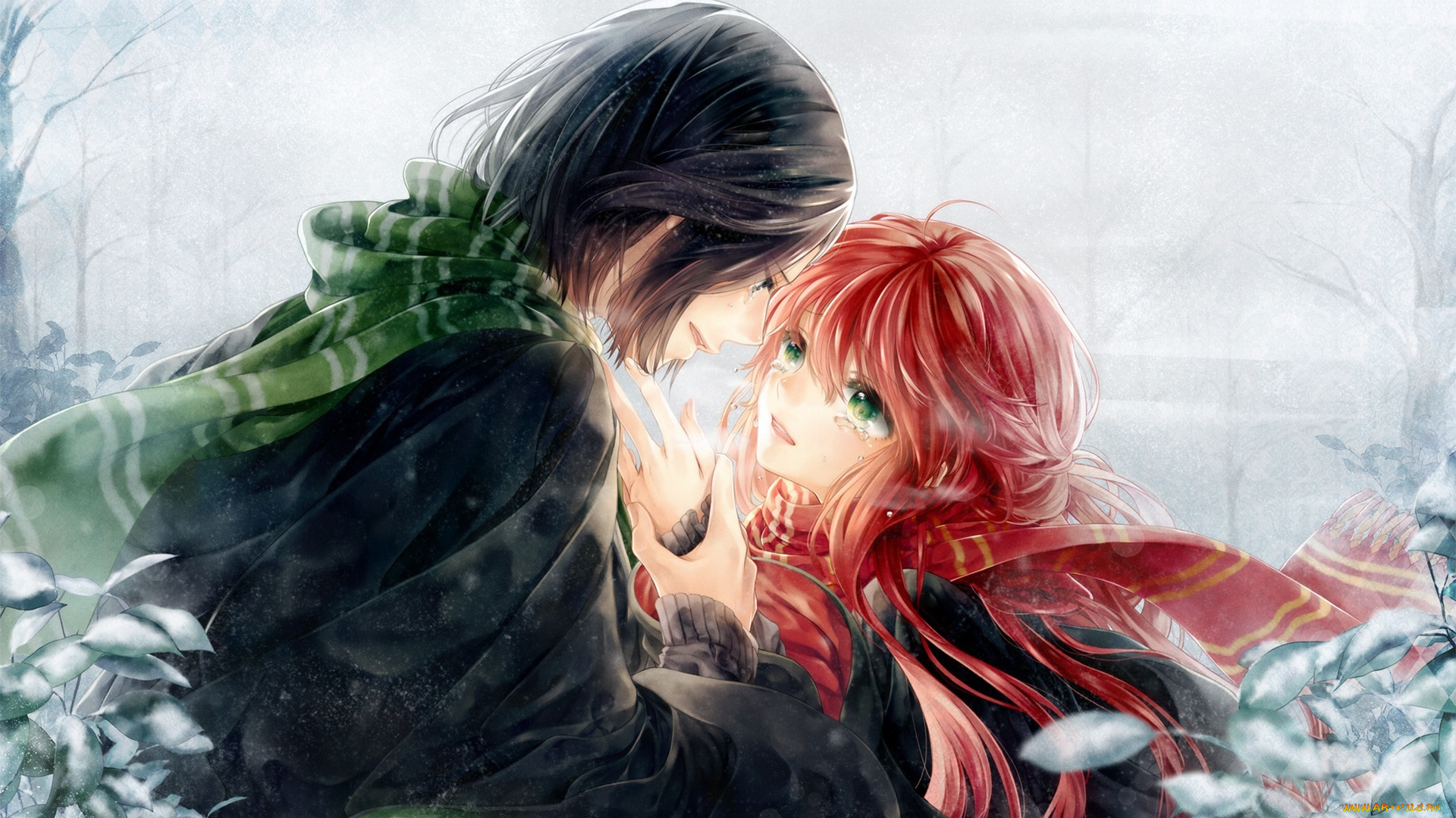 аниме, unknown, , другое, двое, harry, potter, severus, snape, lily, evans, девушка, парень, слезы, meiriel, арт