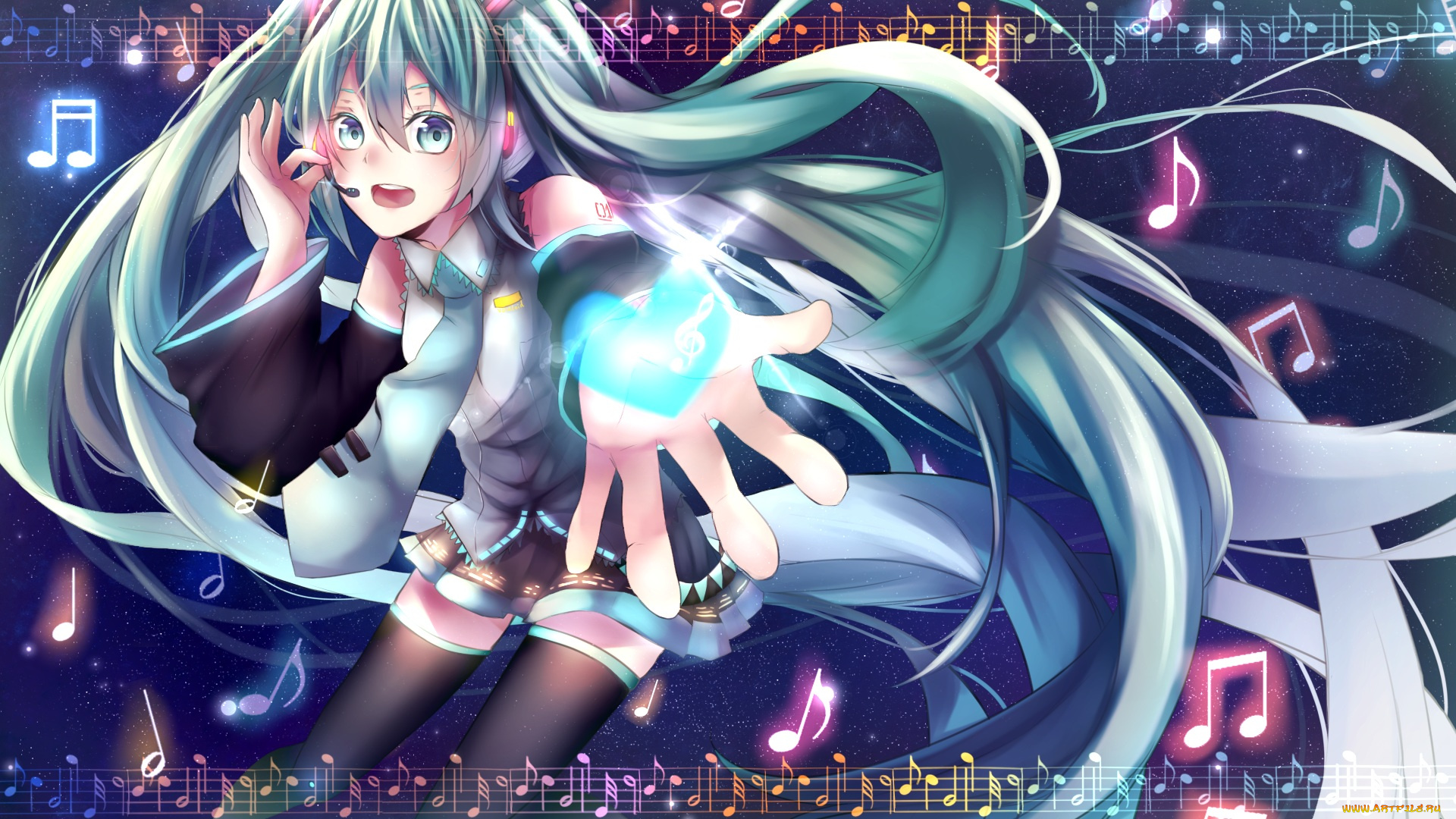 аниме, vocaloid, музыка, арт, yuki, sakura, hatsune, miku, девушка