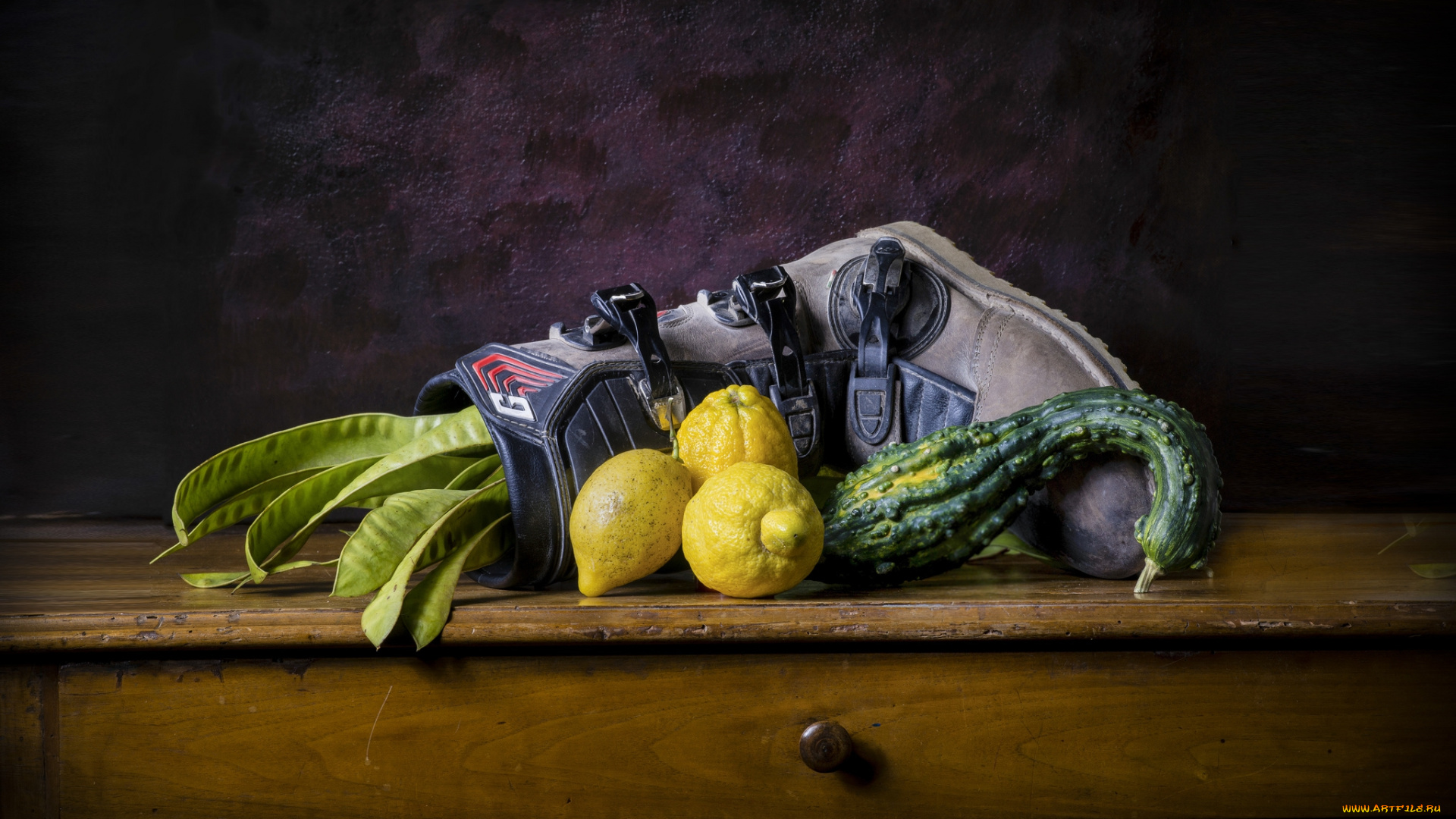 еда, натюрморт, овощи, лимоны, башмак