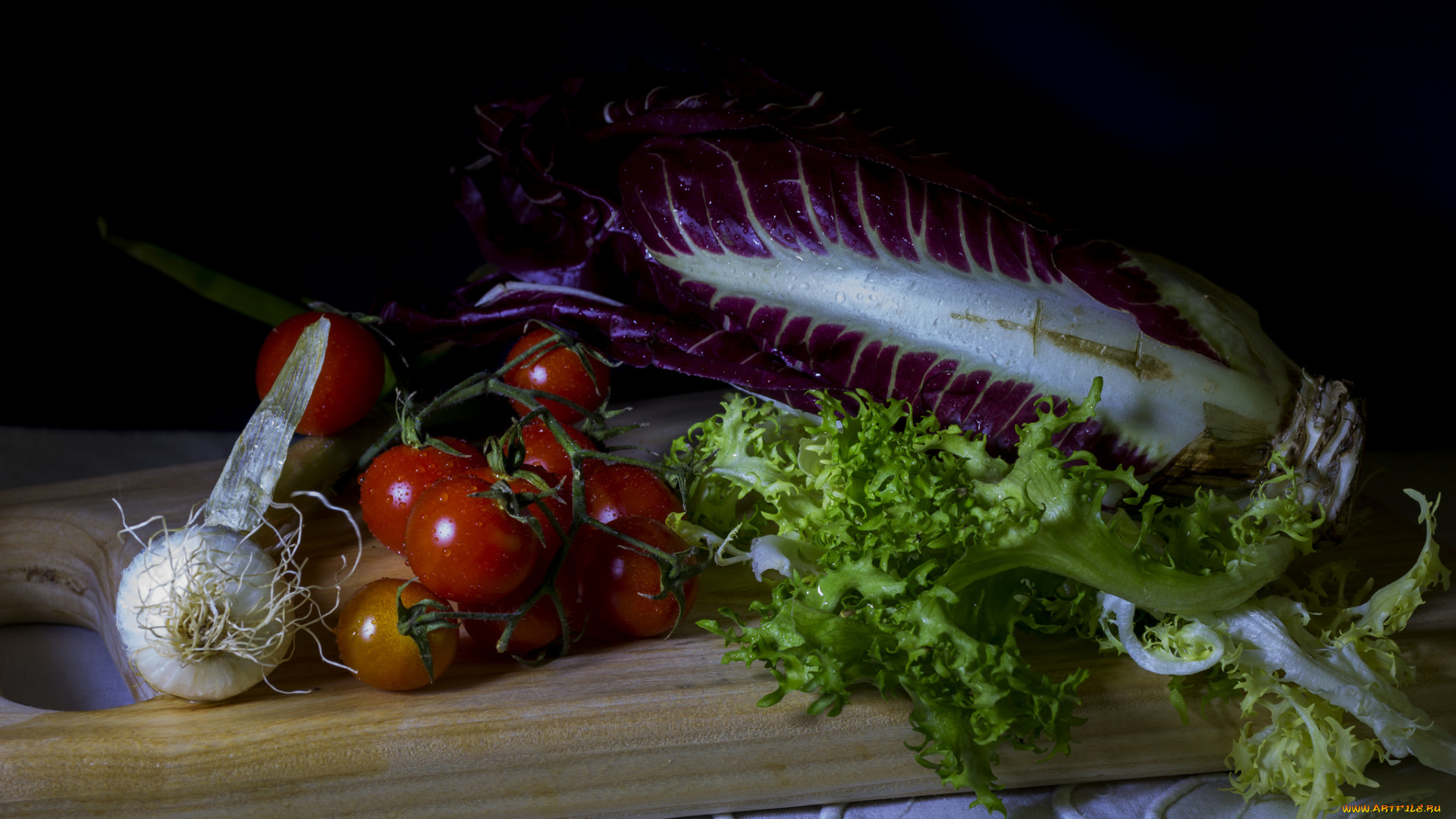еда, овощи, капуста, чеснок, помидоры