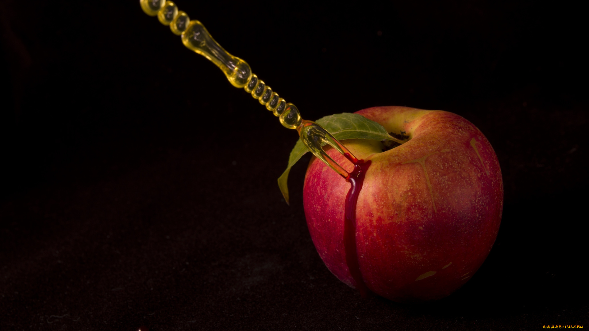 еда, Яблоки, вилка, яблоко