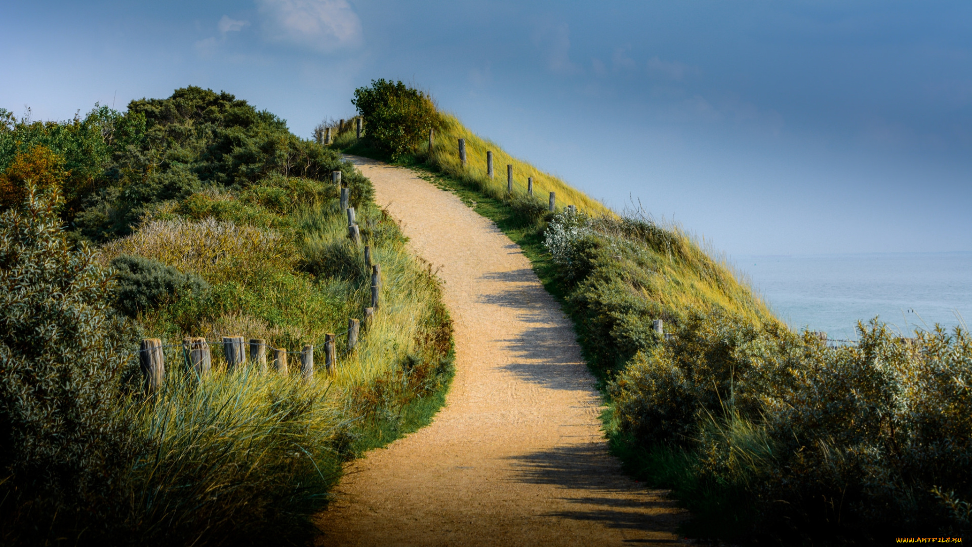 природа, дороги, пригорок, тропа