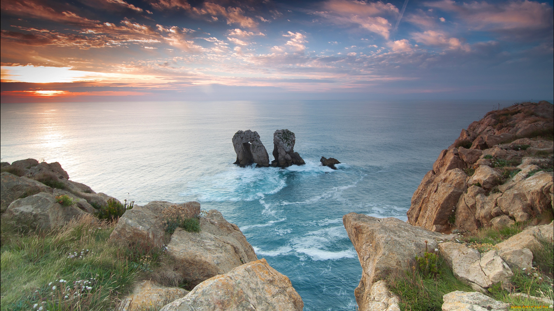 природа, побережье, небо, облака, море, скалы