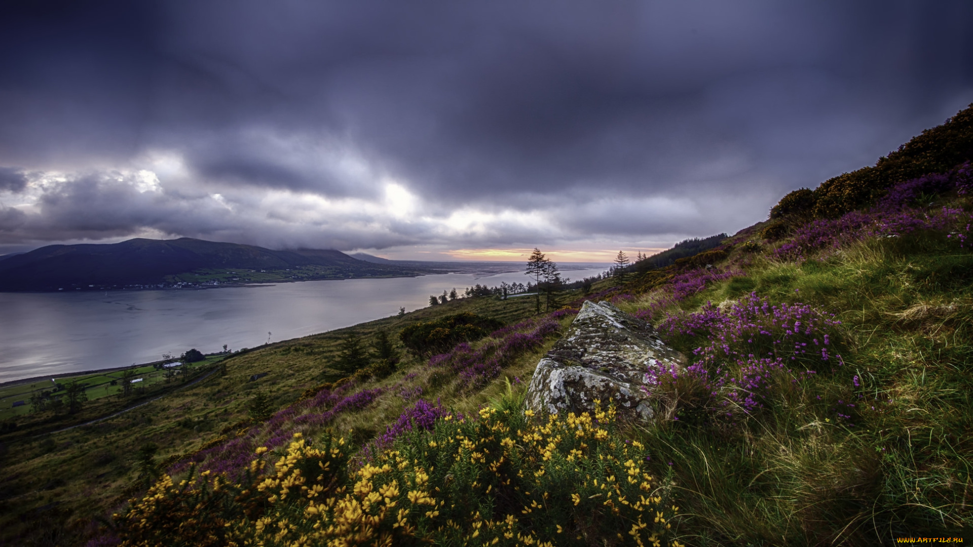 природа, побережье, склон, залив, море