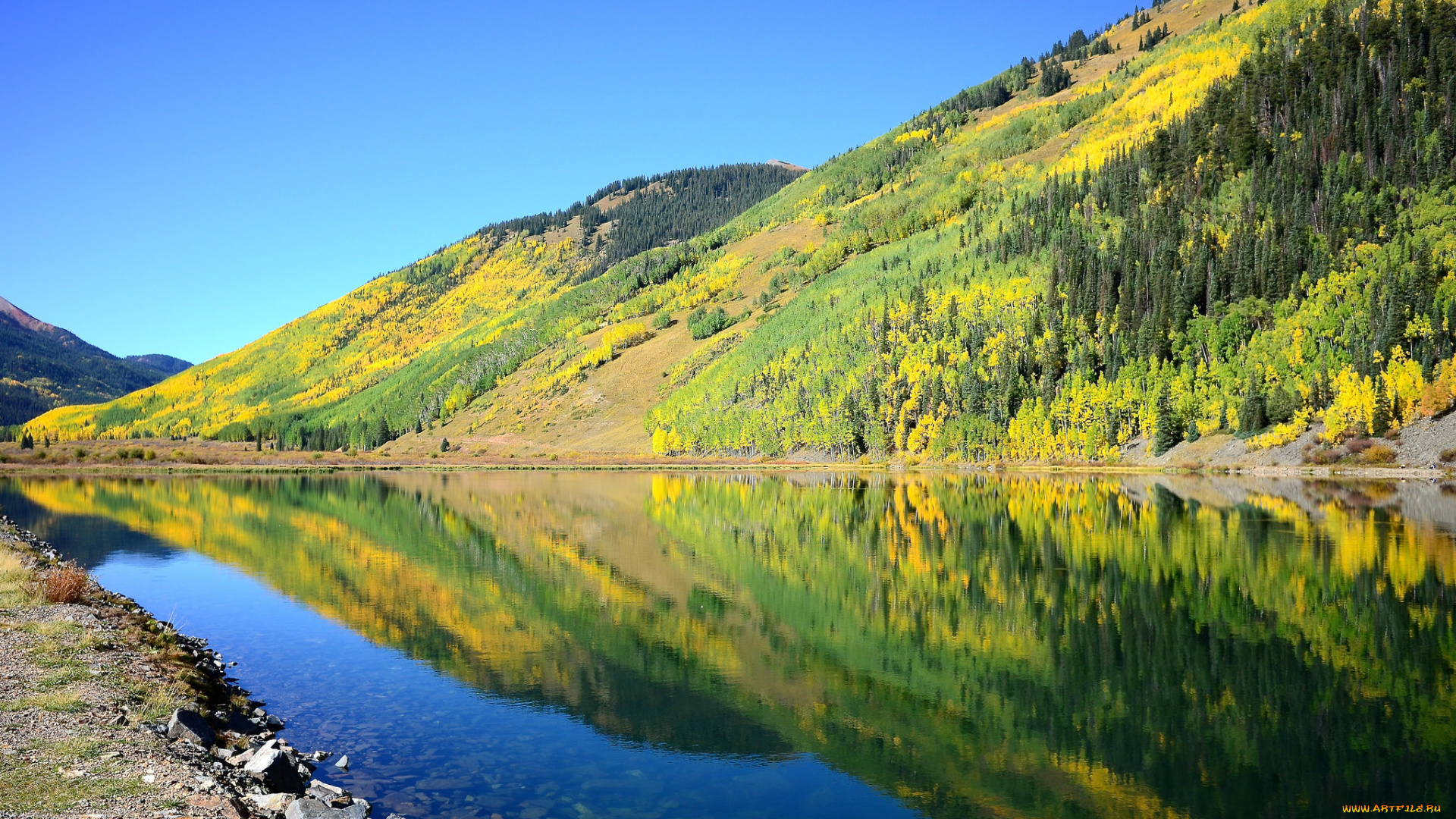 природа, реки, озера, отражение, осень, горы, озеро