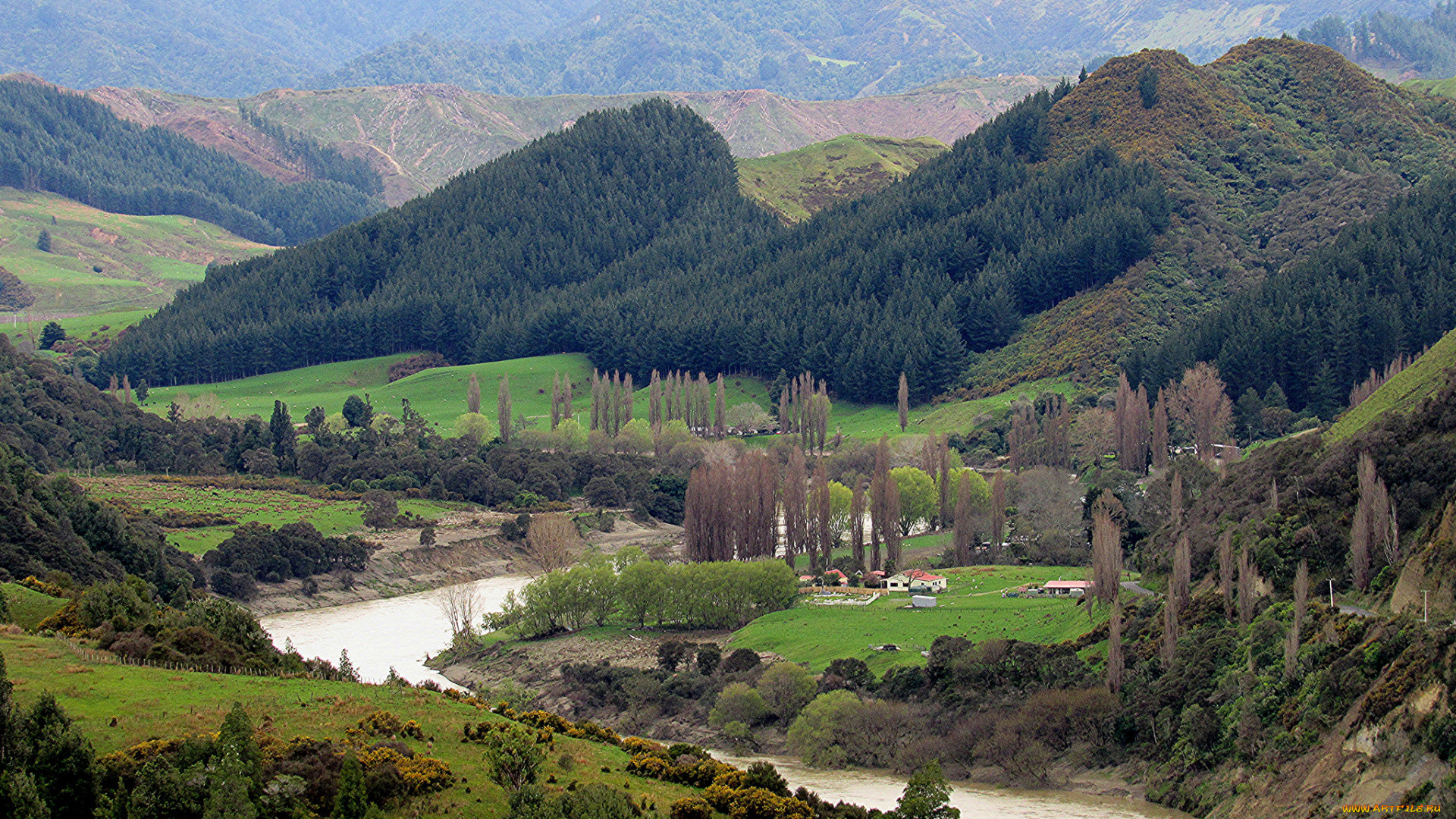 природа, реки, озера, пейзаж, река, деревья, горы