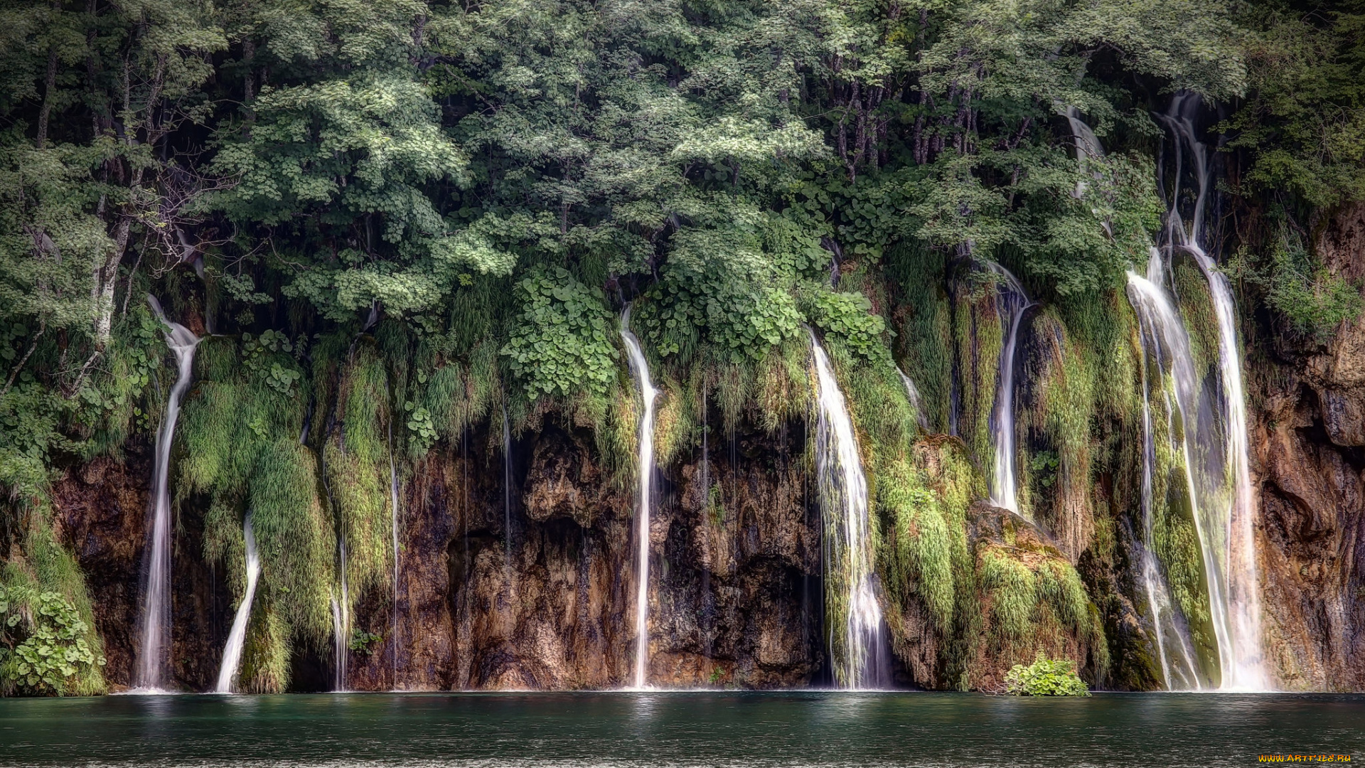 природа, водопады, лес, водопад, река