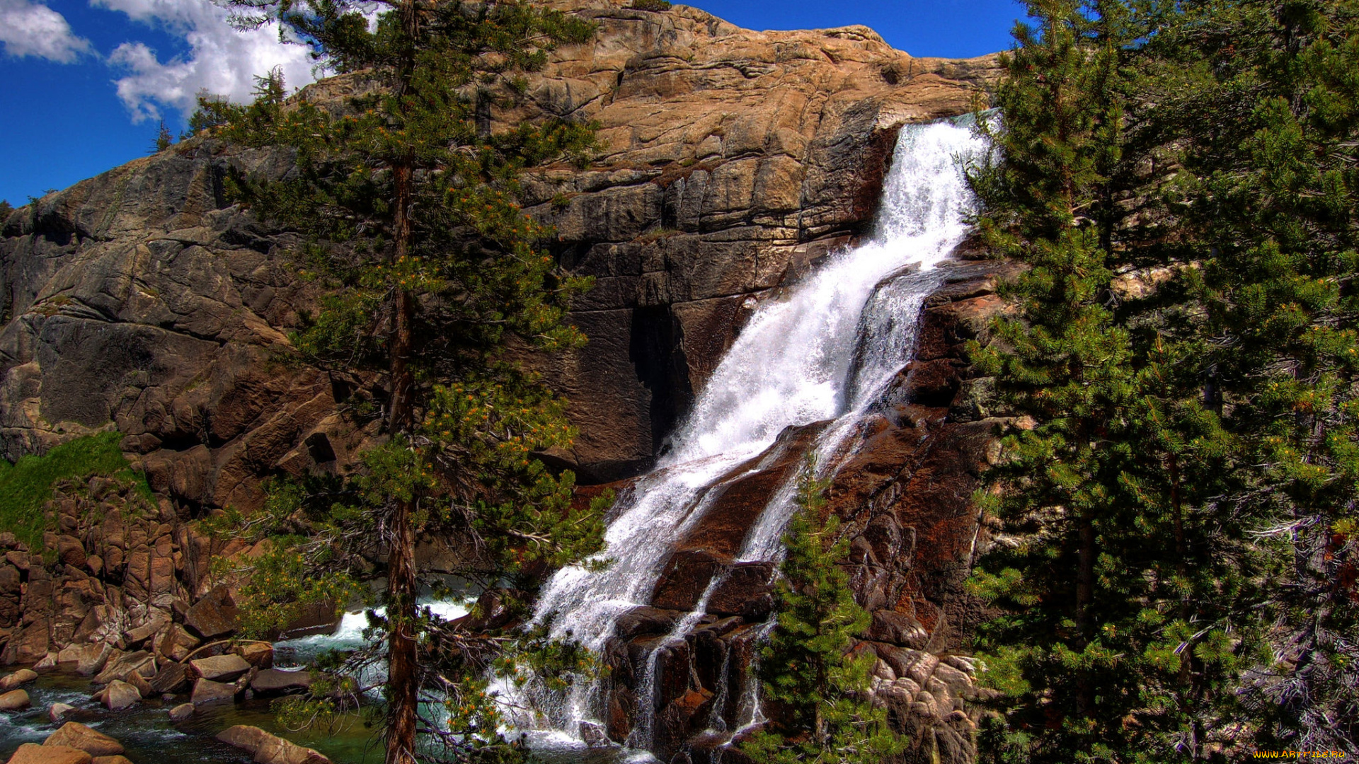 природа, водопады, водопад, обрыв