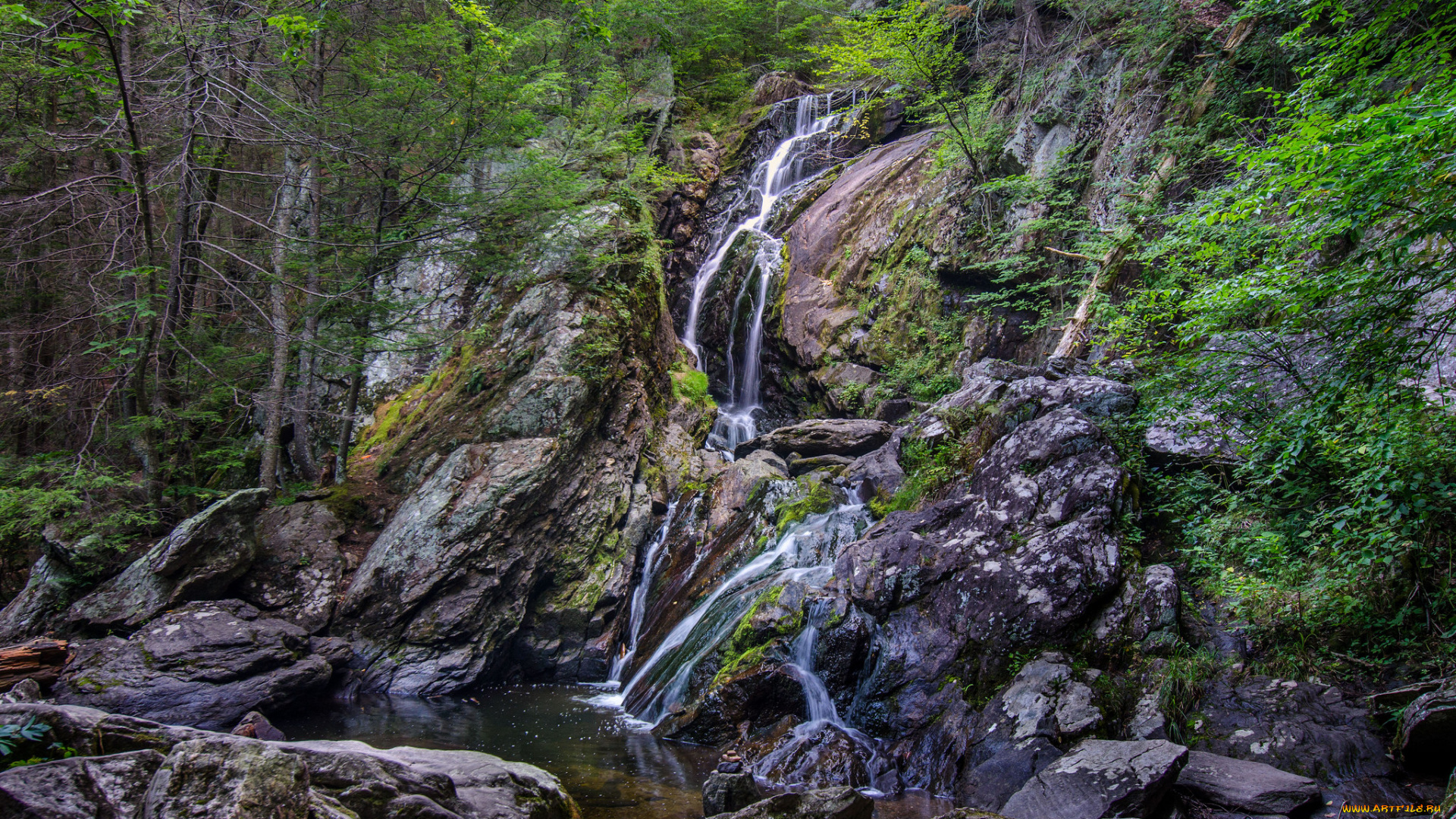 природа, водопады, водопад, река, лес