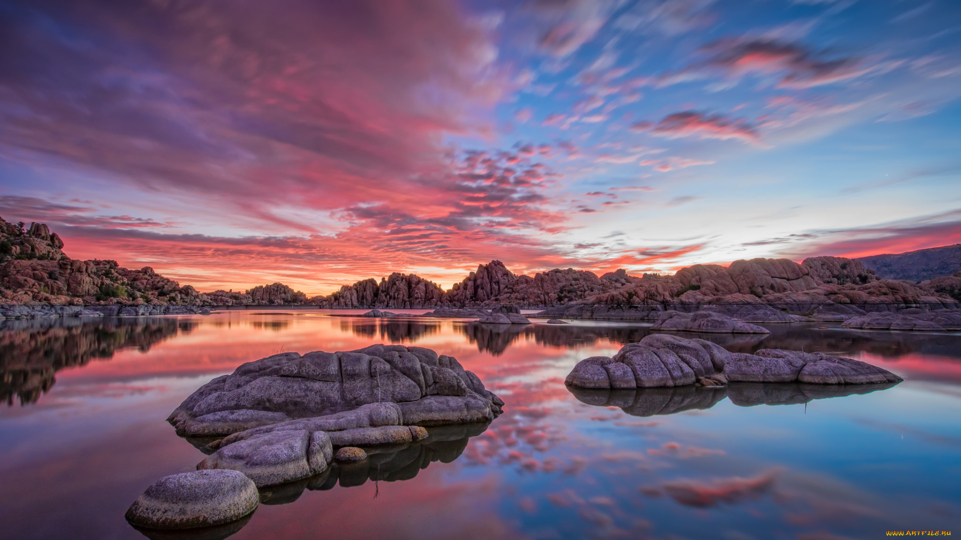 природа, восходы, закаты, горы, закат, озеро