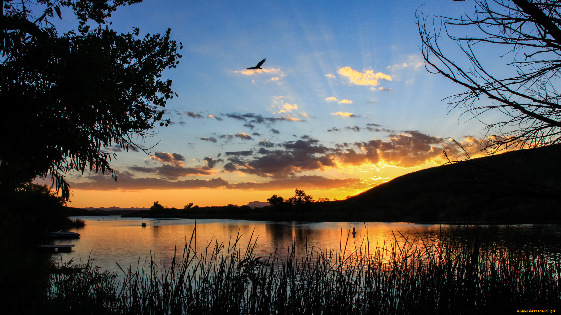природа, восходы, закаты, лучи, восход, утро, озеро