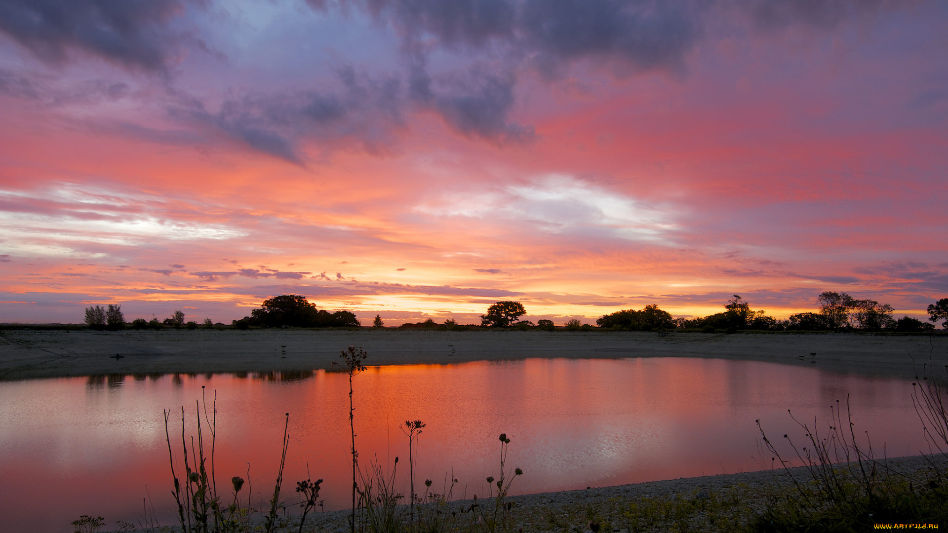 природа, восходы, закаты, вечер, небо, озеро