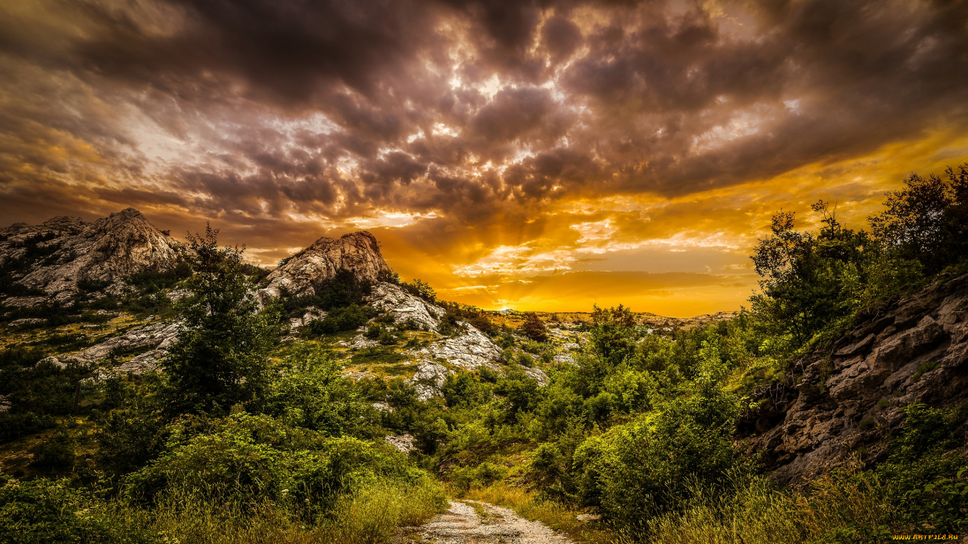 природа, восходы, закаты, заря, тучи