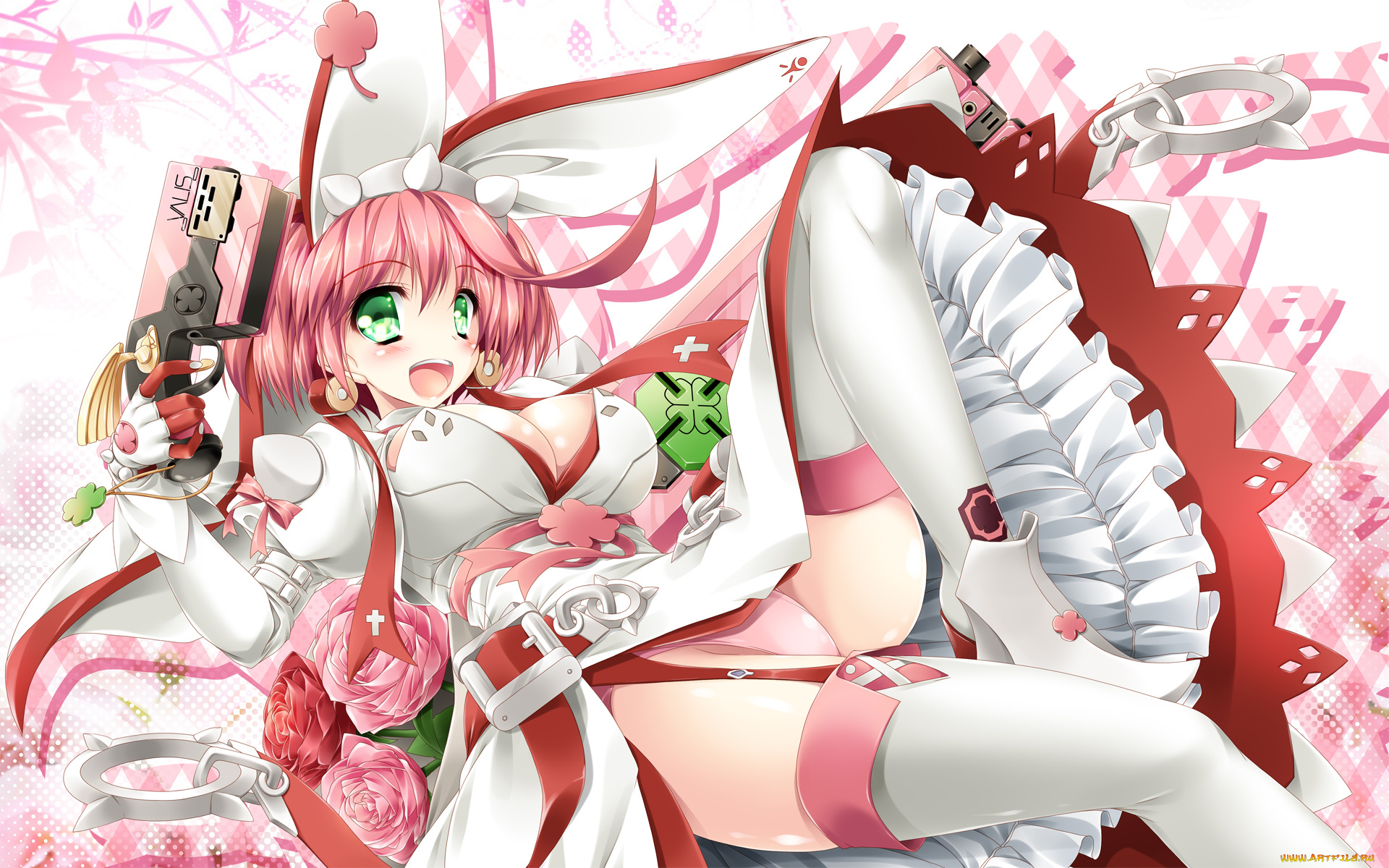 аниме, guilty, gear, kamiya, tomoe, elphelt, valentine, guilty, gear, оружие, девушка