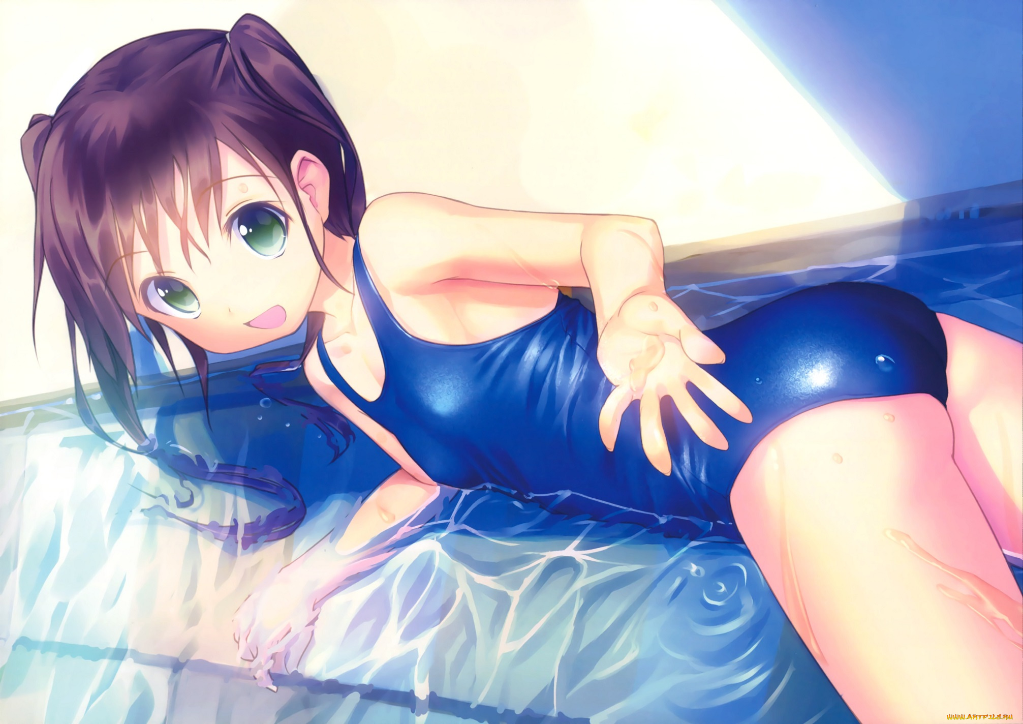 аниме, unknown, , другое, девочка, бассейн, арт, takoyaki, roast