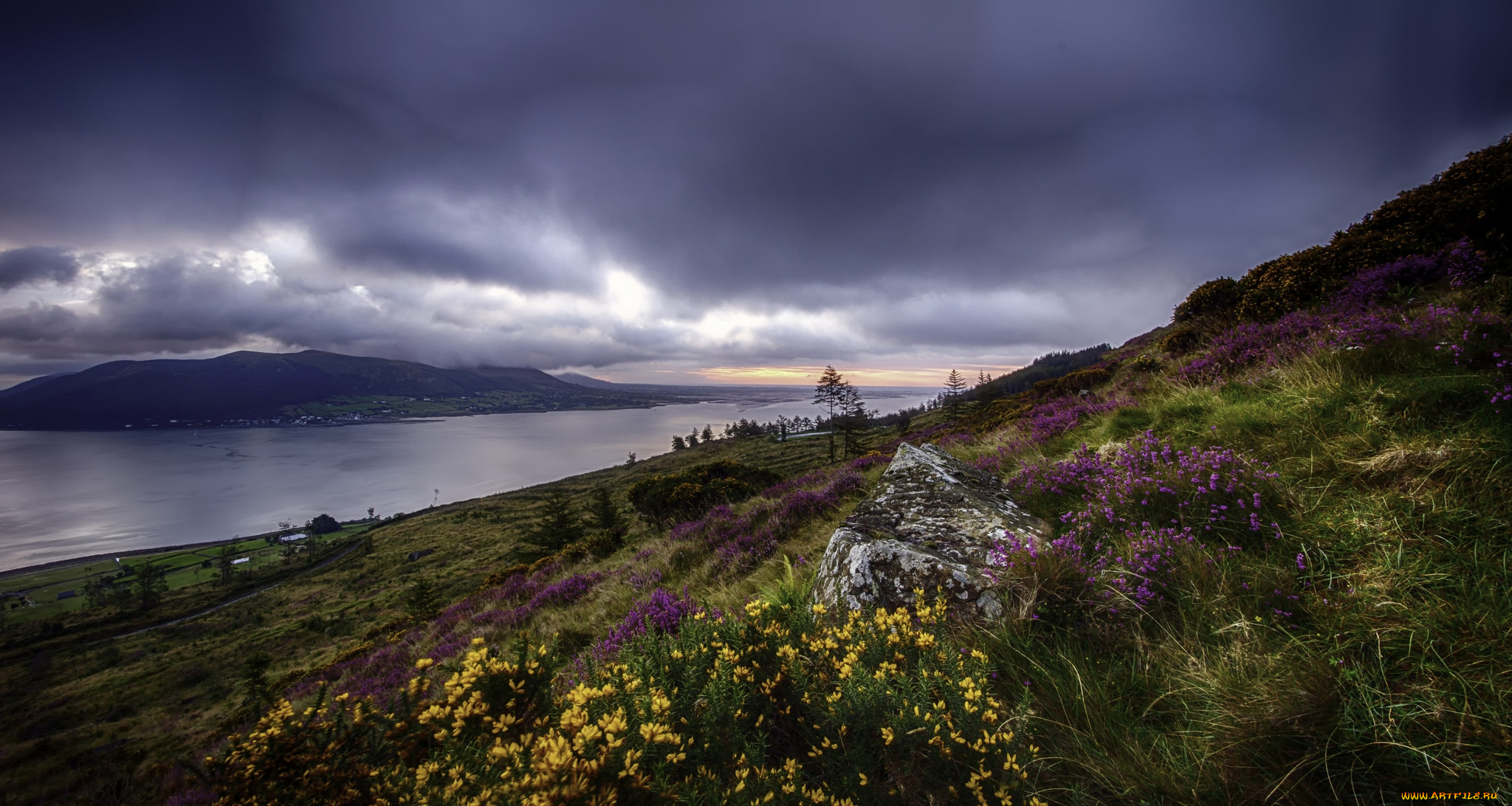 природа, побережье, склон, залив, море