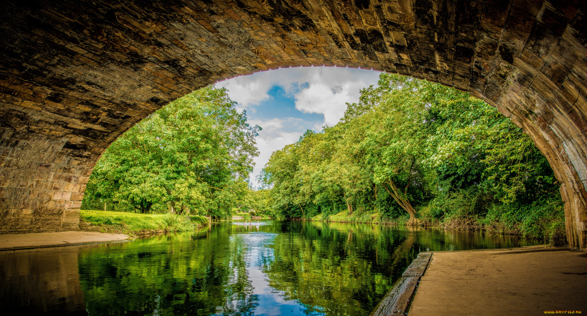 природа, реки, озера, лес, арка, река