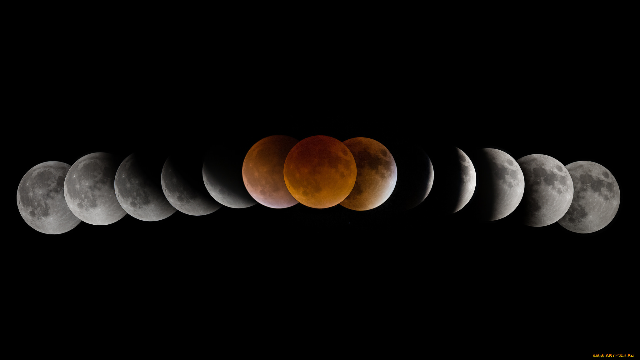 космос, луна, фон, стадии, освещения