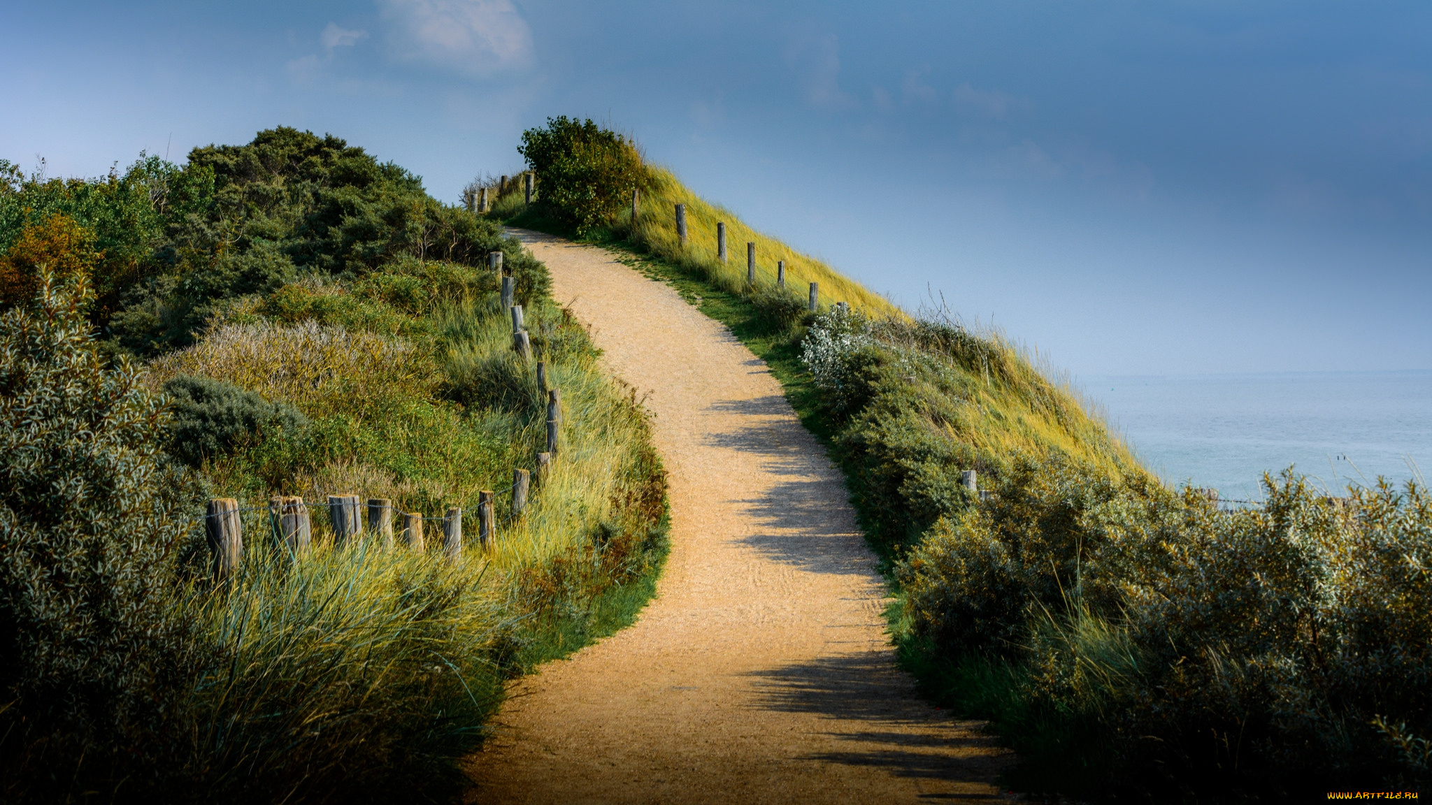 природа, дороги, пригорок, тропа