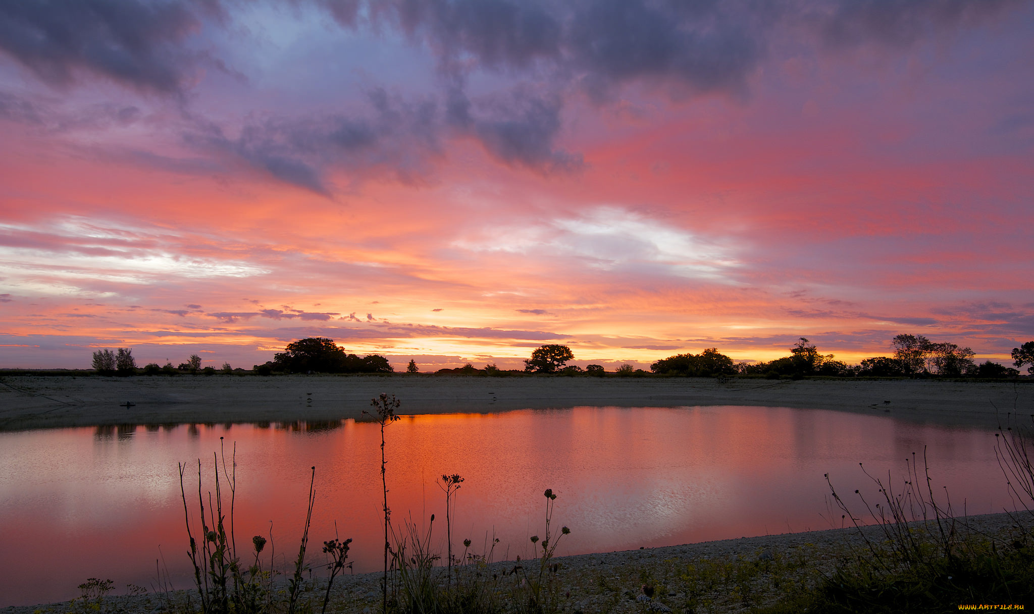 природа, восходы, закаты, вечер, небо, озеро