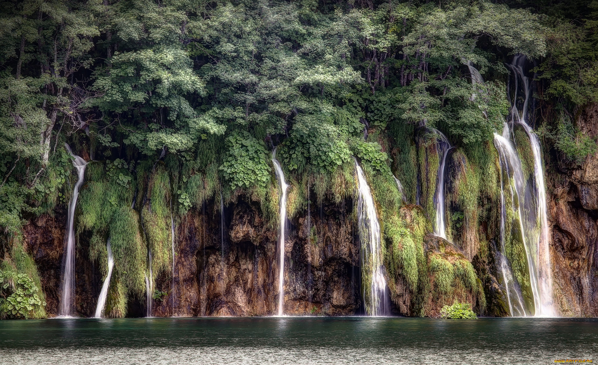 природа, водопады, лес, водопад, река